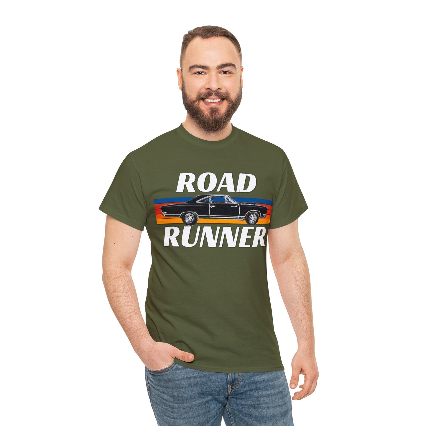 Vintage Road Runner Car, American Muscle Car, USA Muscle Automobile Heavy Cotton Tee