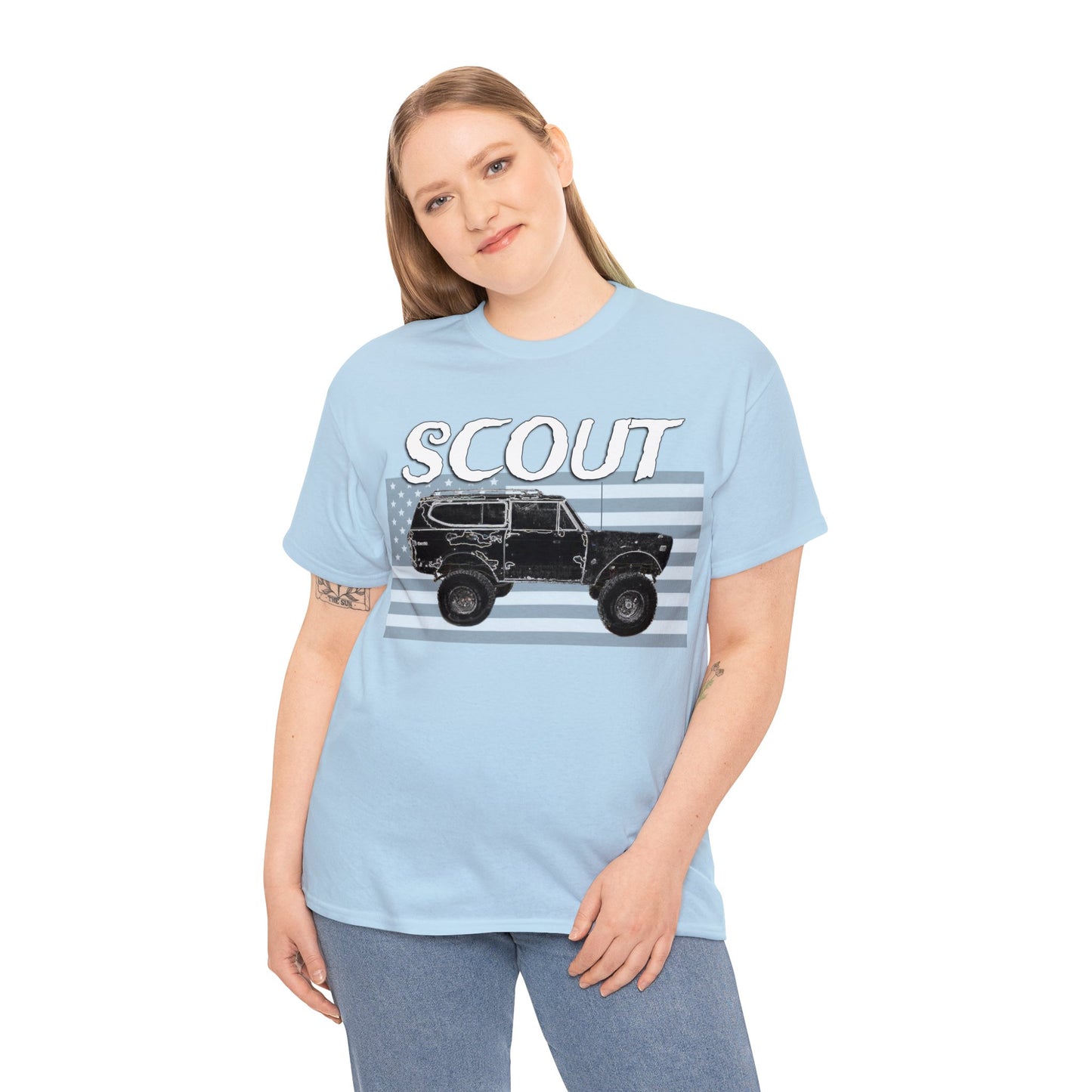 Scout Truck, 4x4 Truck, Vintage Off Road Truck, Retro 4 Wheel Drive Truck Heavy Cotton Tee