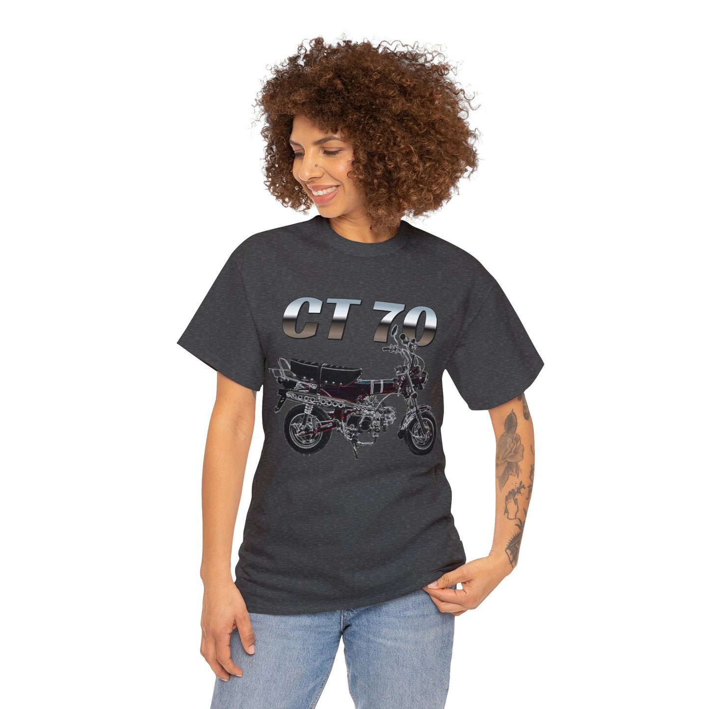Trail 70 Mini BIke, Vintage Mini Bike, Retro Mini Bike Heavy Cotton Tee