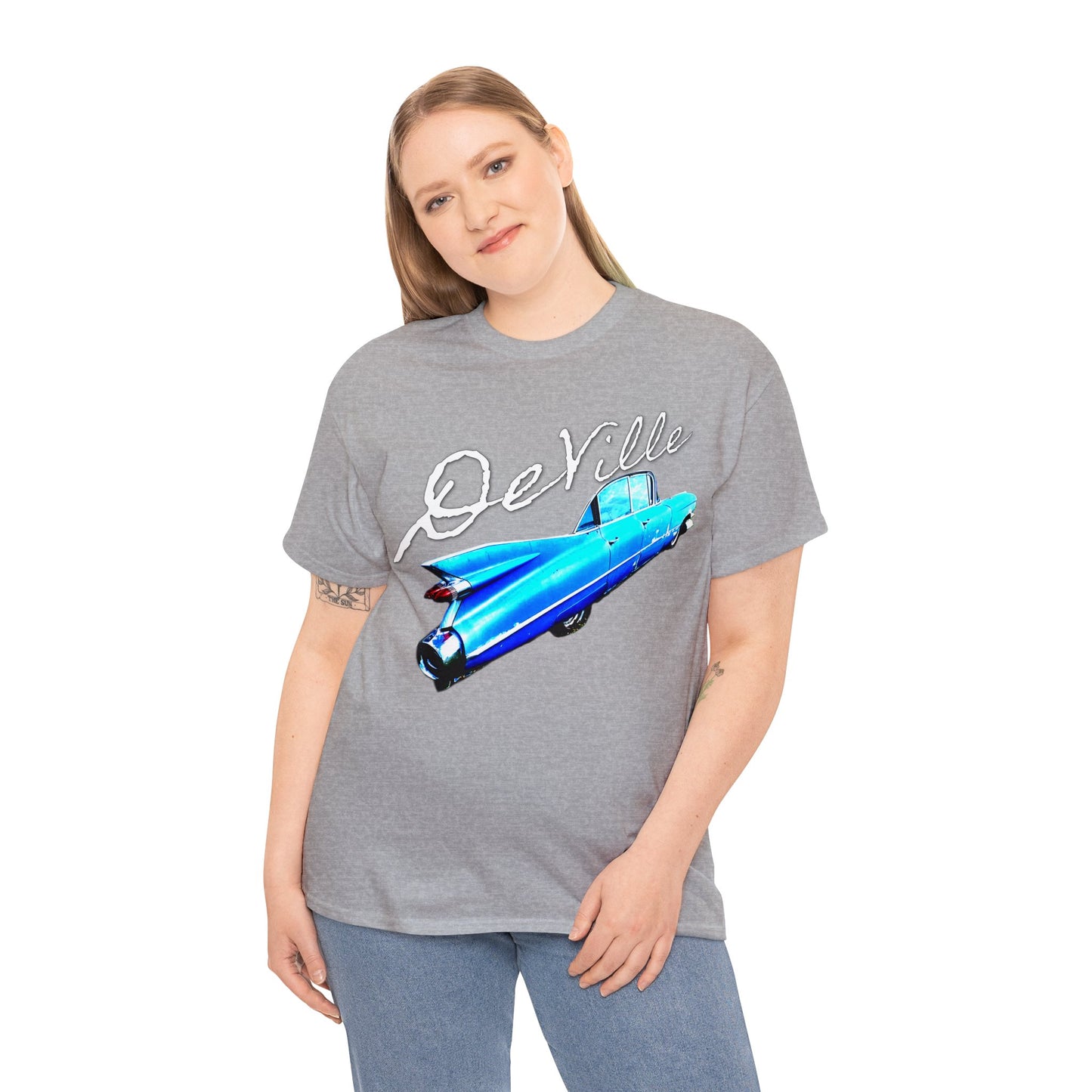 Deville Car, Antique American Car, Retro American Car, Caddy Heavy Cotton Tee