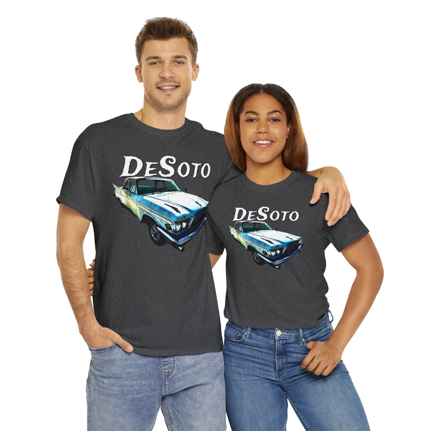 Vintage Desoto American Car, Vintage Antique Automobile Heavy Cotton Tee
