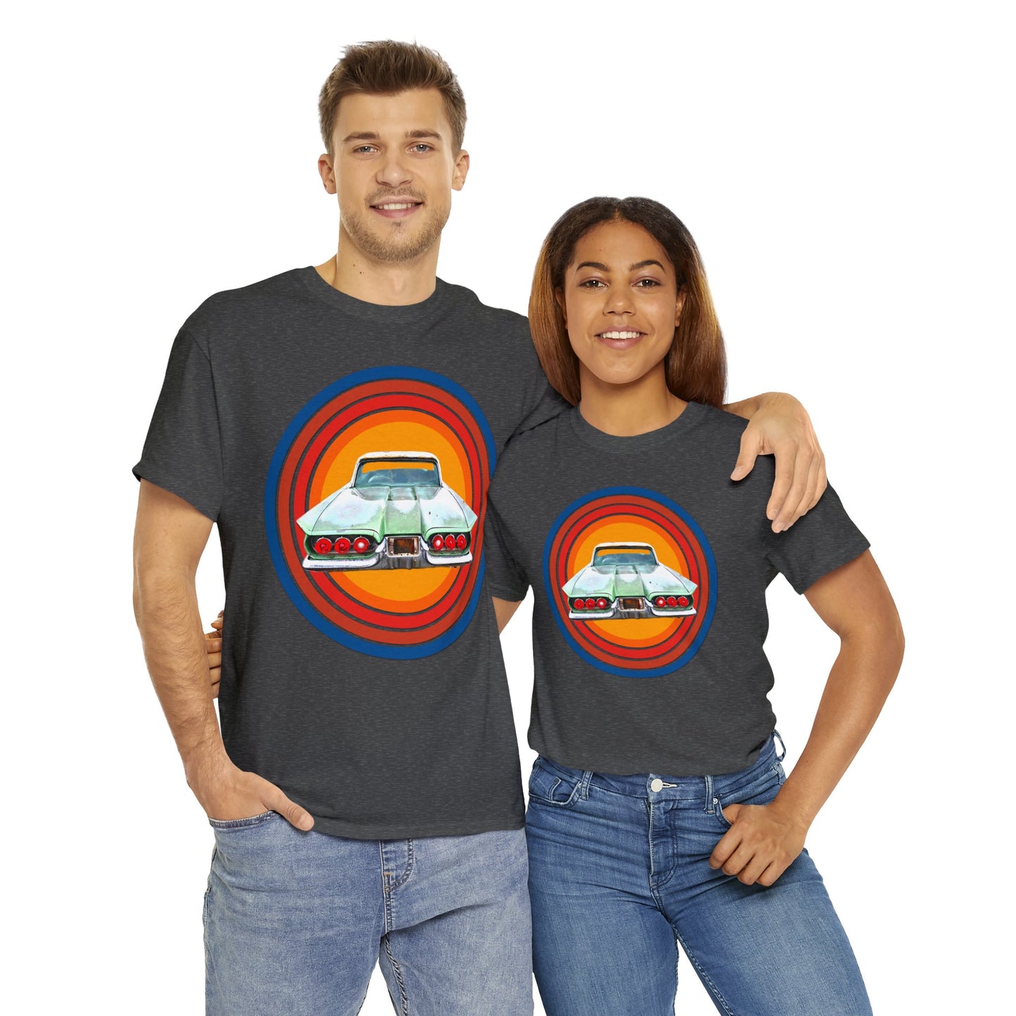 1960s Thunderbird Vintage American Automobile, Antique American Car Heavy Cotton Tee