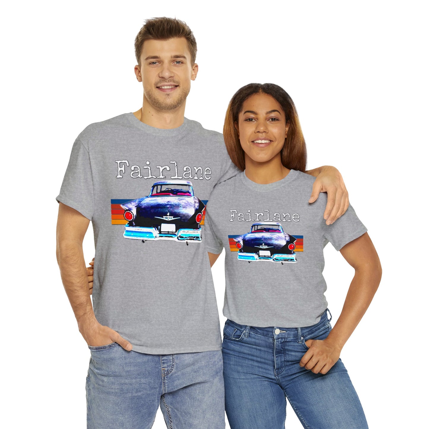 Fairlane 1957 Vintage Tail Fins, Vintage American Car Heavy Cotton Tee