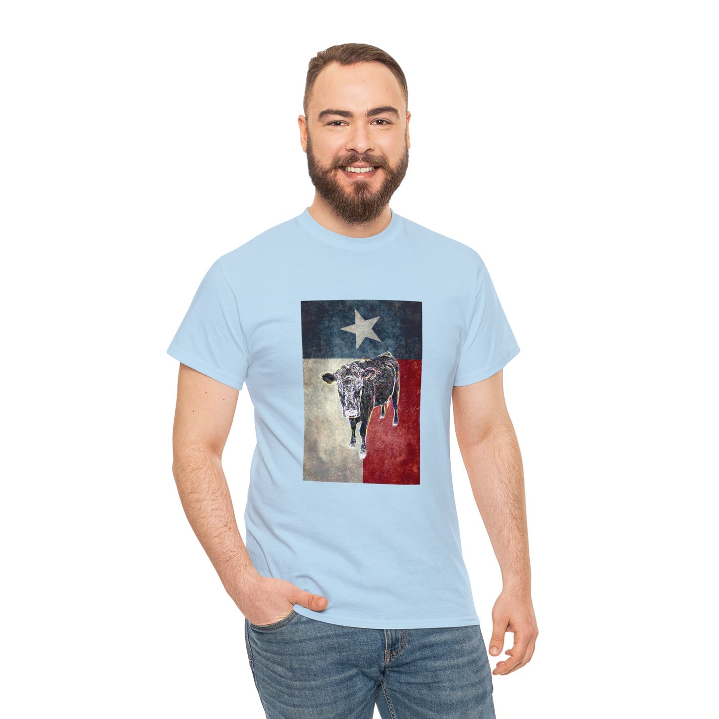 Vintage Retro Cow on the Farm Heavy Cotton Tee