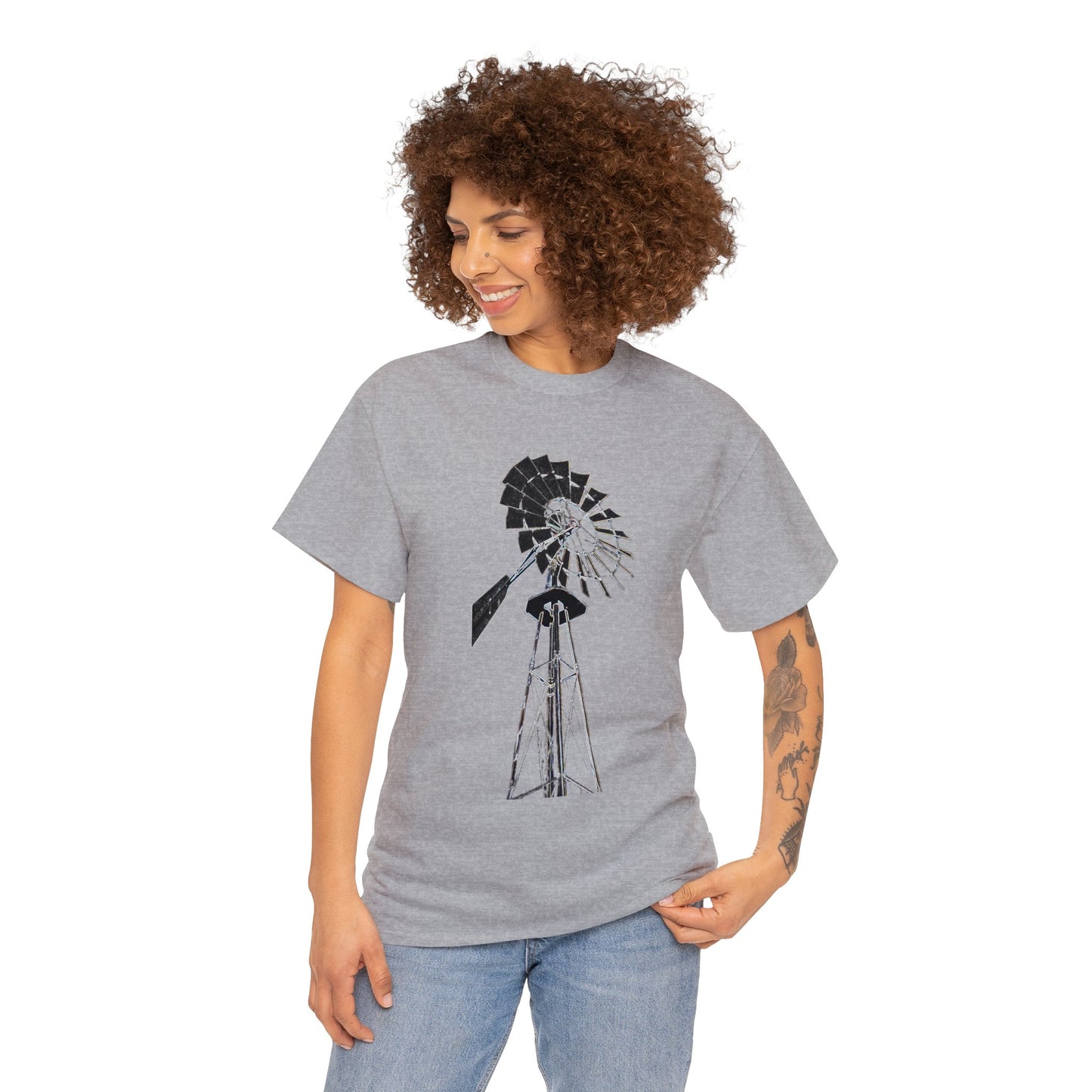 Windmill, Country Boy, Country Girl, Farmer, Vintage, Retro Heavy Cotton Tee