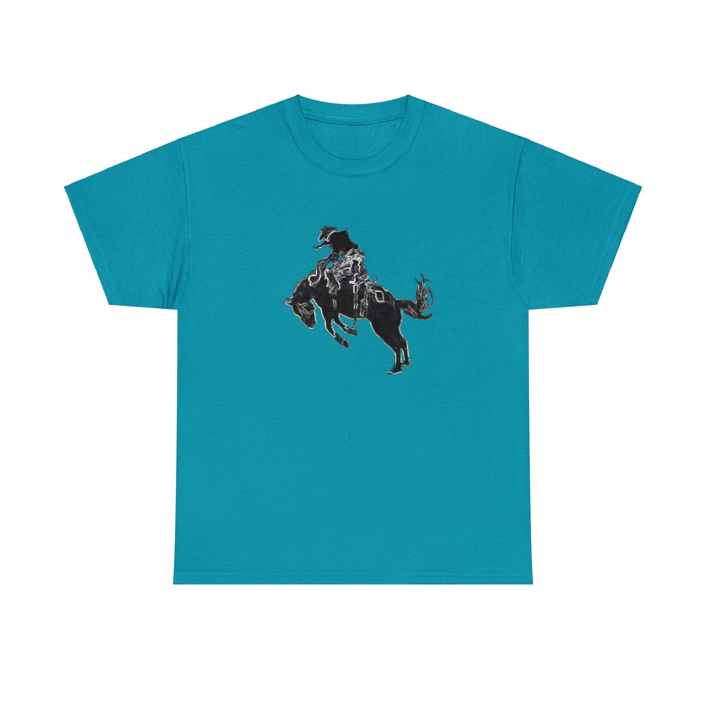 Rodeo, Bronco Rider, Bronc Buster, Cowboy Rider, Horse Rider, Wild Horse Heavy Cotton Tee