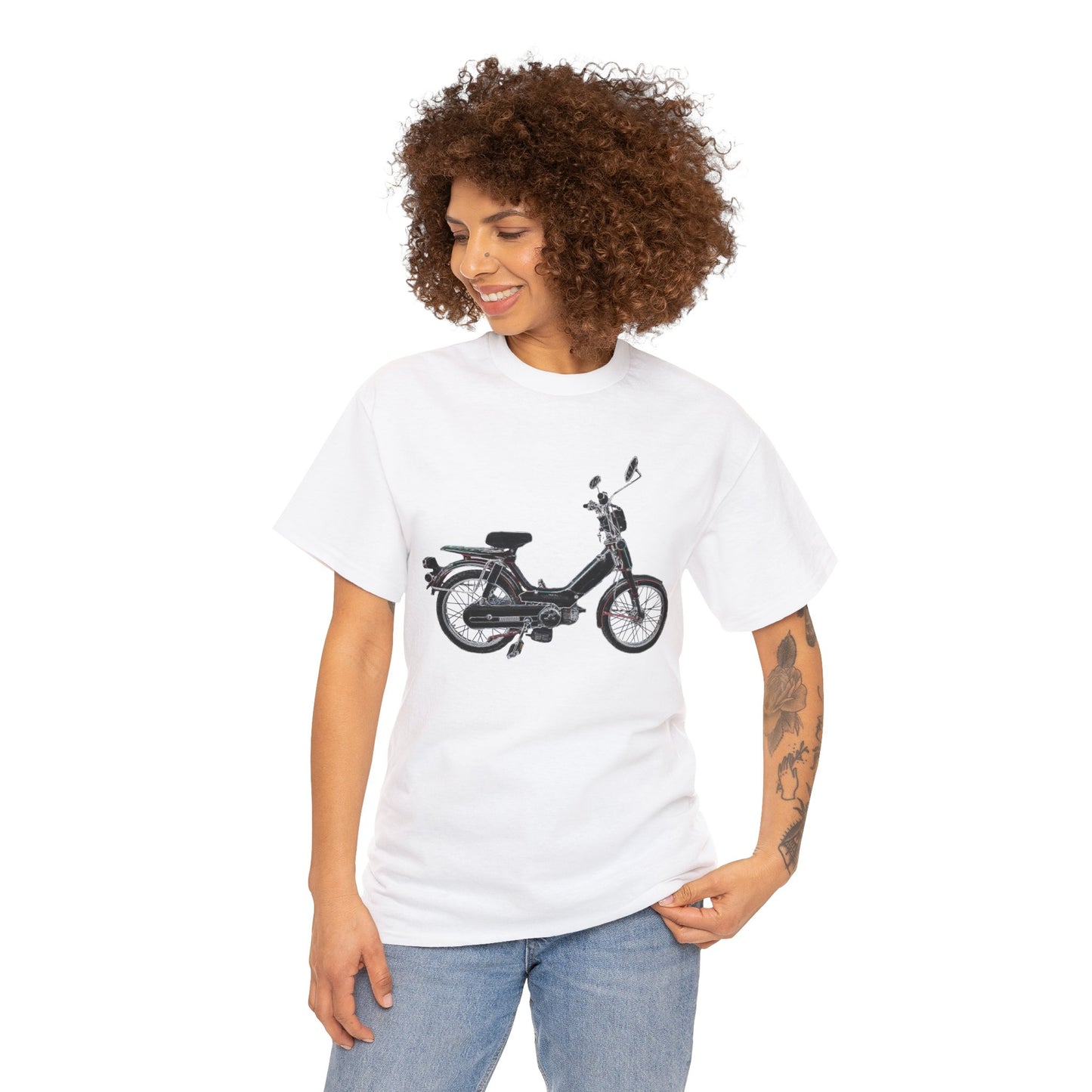 Vintage 1978 Pedal Moped Scooter Mini Bike Motorcycle Moped Heavy Cotton Tee