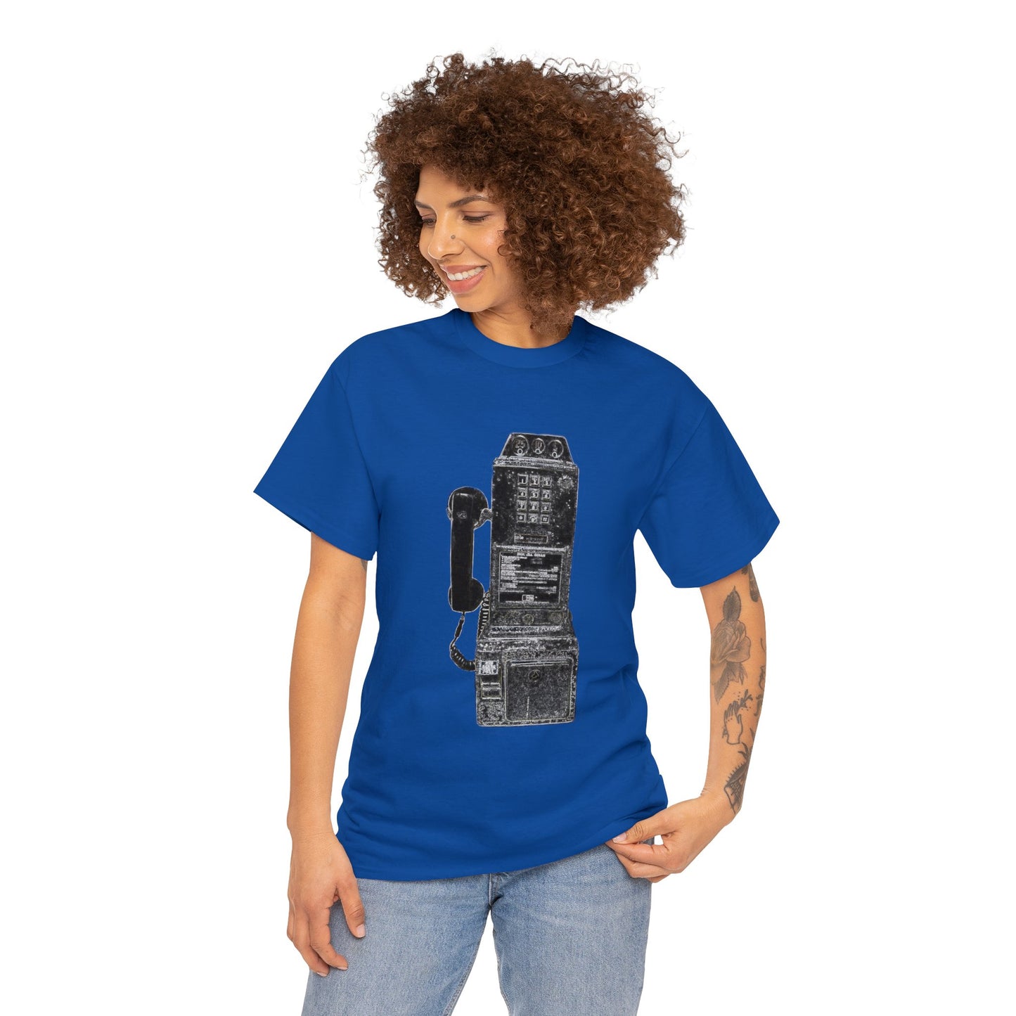 Vintage Retro Pay Phone Antique Telephone Phone Heavy Cotton Tee