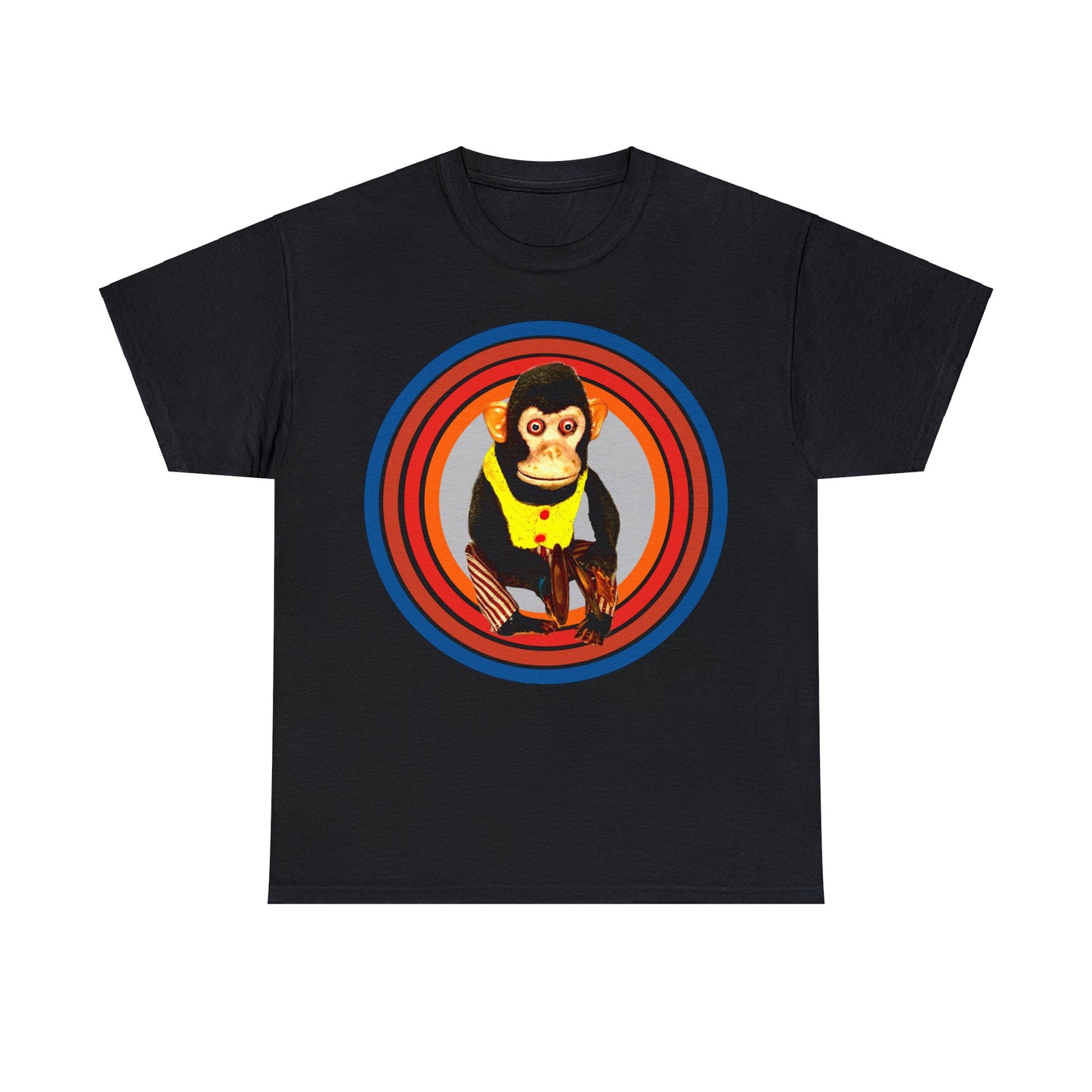 Cymbal Chimp Toy, Jolly Monkey With Cymbals Vintage Retro Heavy Cotton Tee