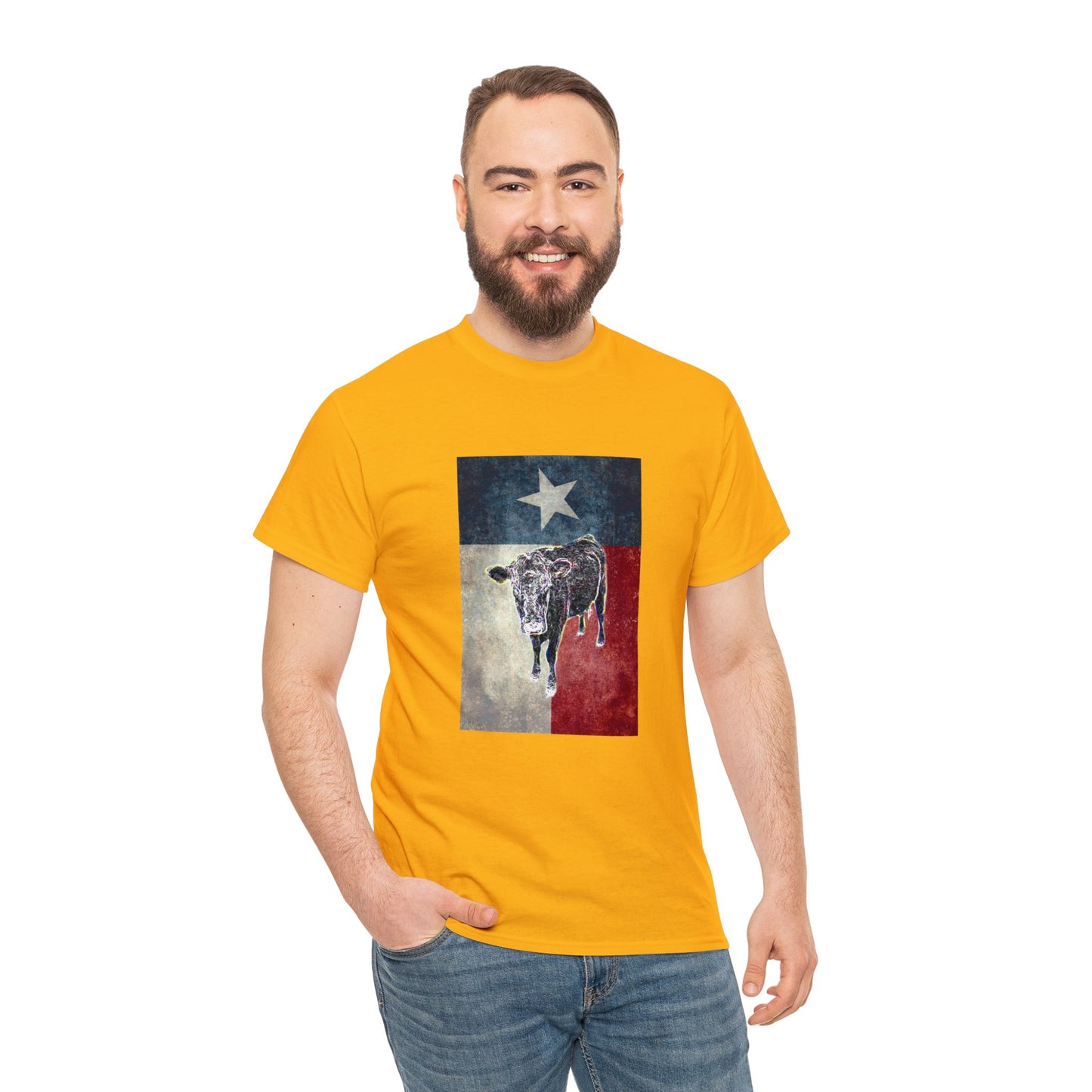 Vintage Retro Cow on the Farm Heavy Cotton Tee