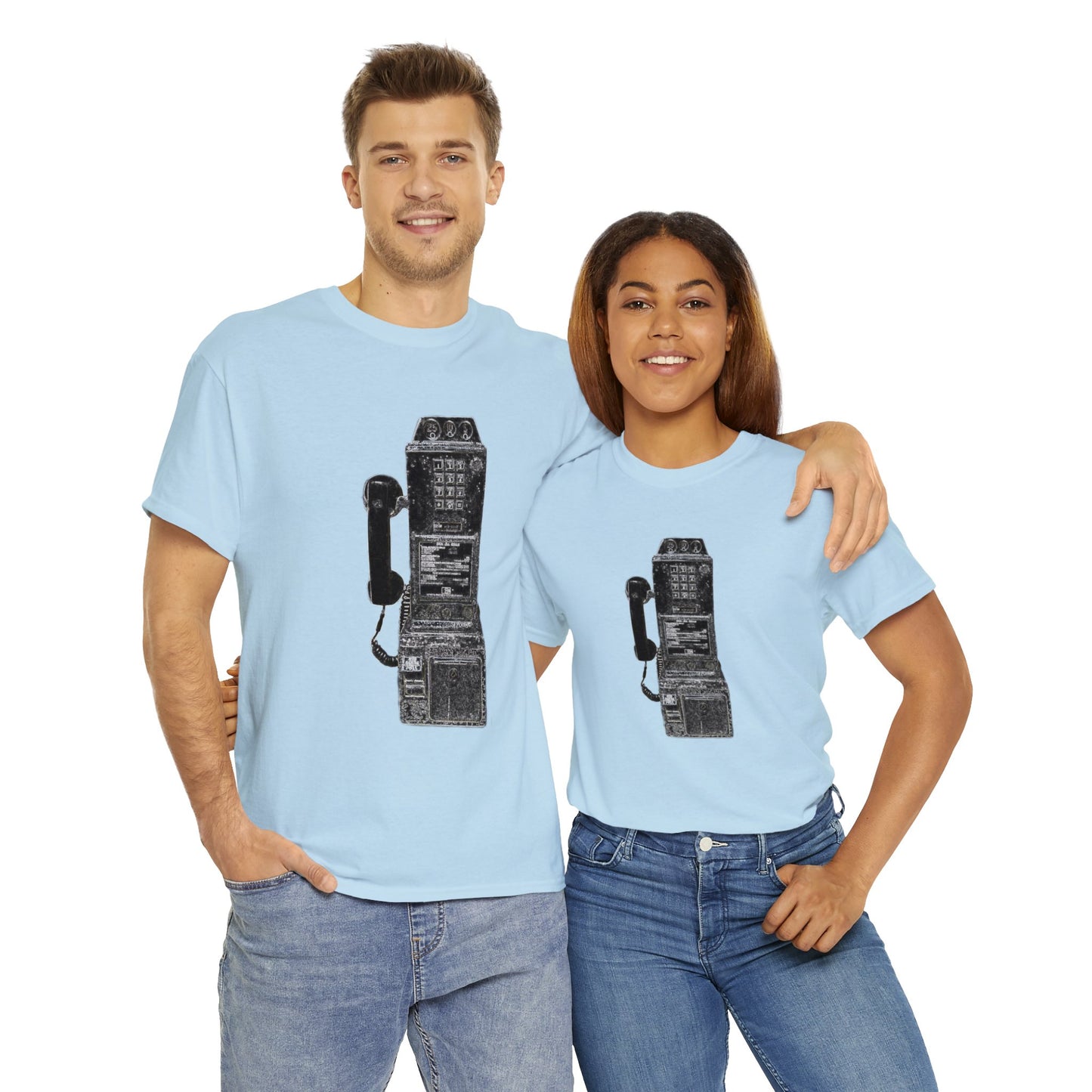 Vintage Retro Pay Phone Antique Telephone Phone Heavy Cotton Tee