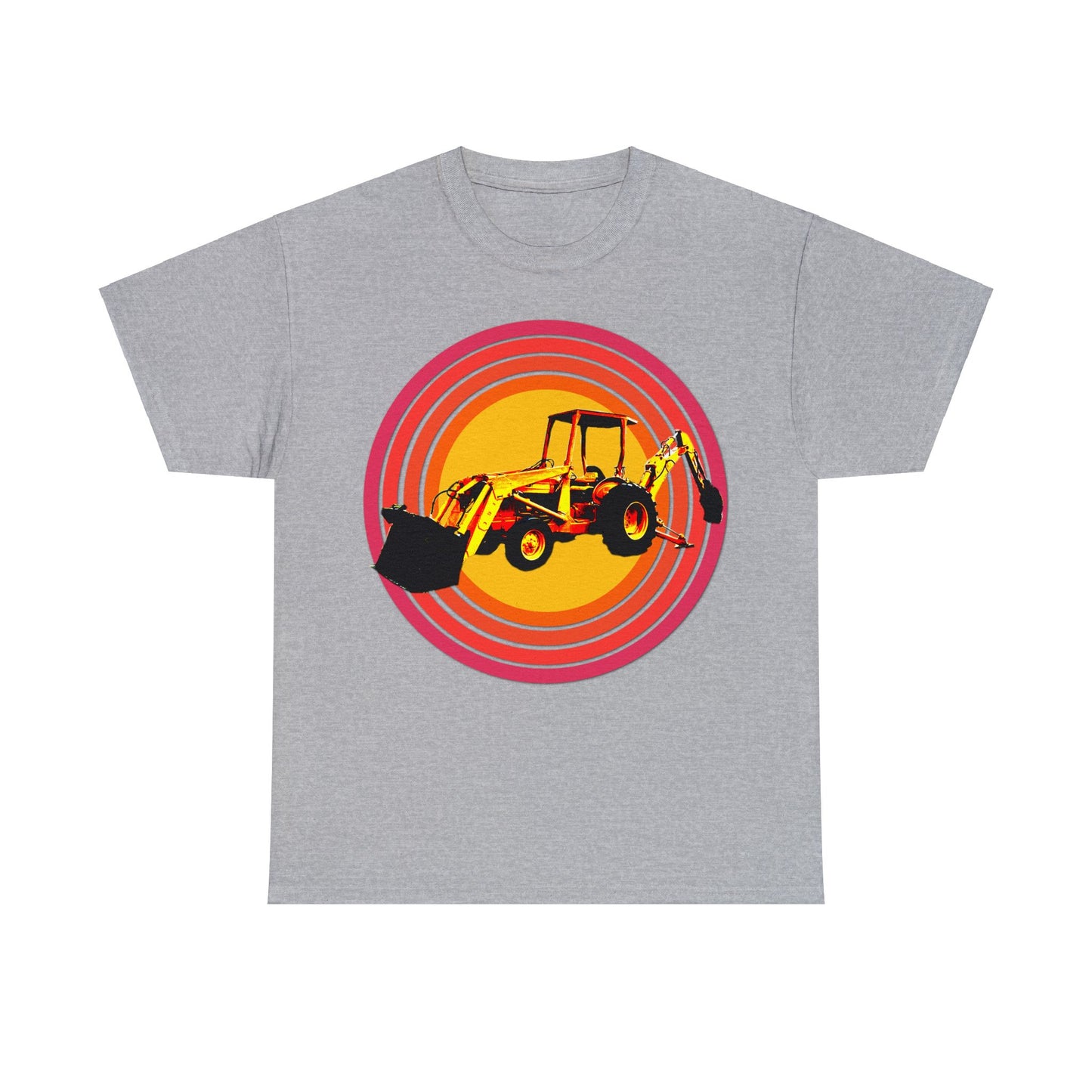 Back Hoe, Tractor, Bulldozer, Excavator, Construction, Under Construction Heavy Cotton Tee