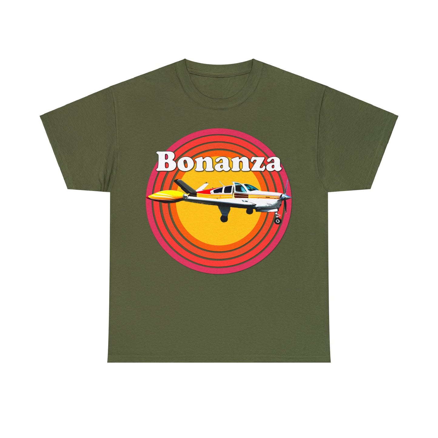 Vintage Bonanza Airplane, 1970s Private Airplane, Turbo Prop Aircraft Heavy Cotton Tee