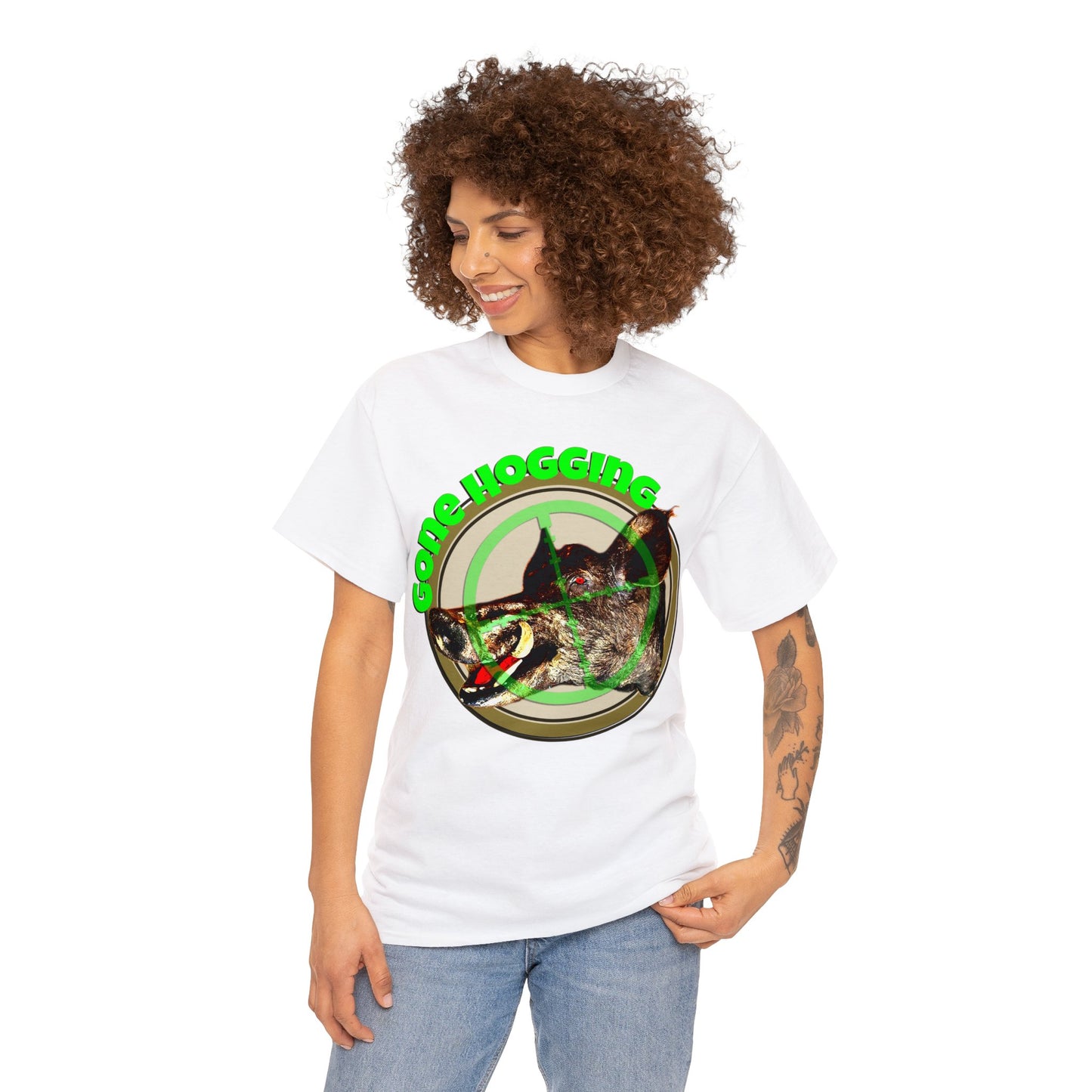 Wild Hog Hunter, Wild Hog, Hog Wild, Hog Boar Hunting Heavy Cotton Tee