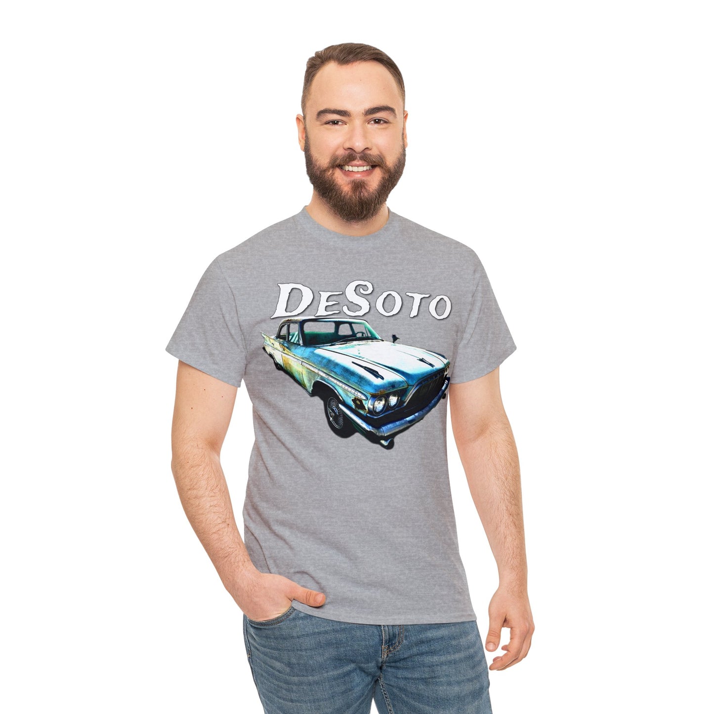Vintage Desoto American Car, Vintage Antique Automobile Heavy Cotton Tee