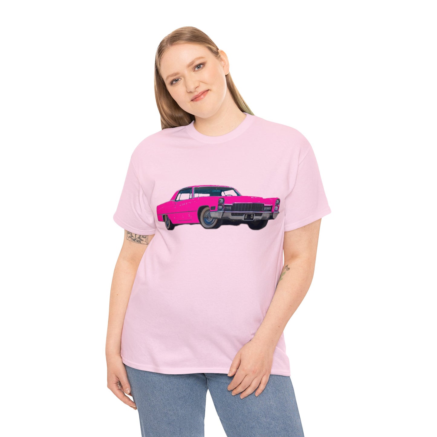 Pink Cadillac, Vintage Car, Caddy Daddy, Retro DeVille Heavy Cotton Tee