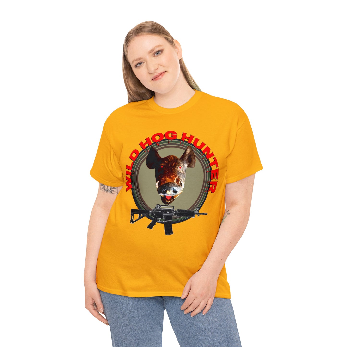 Wild Hog Hunter, Wild Hog, Hog Wild, Hog Boar Hunting Heavy Cotton Tee