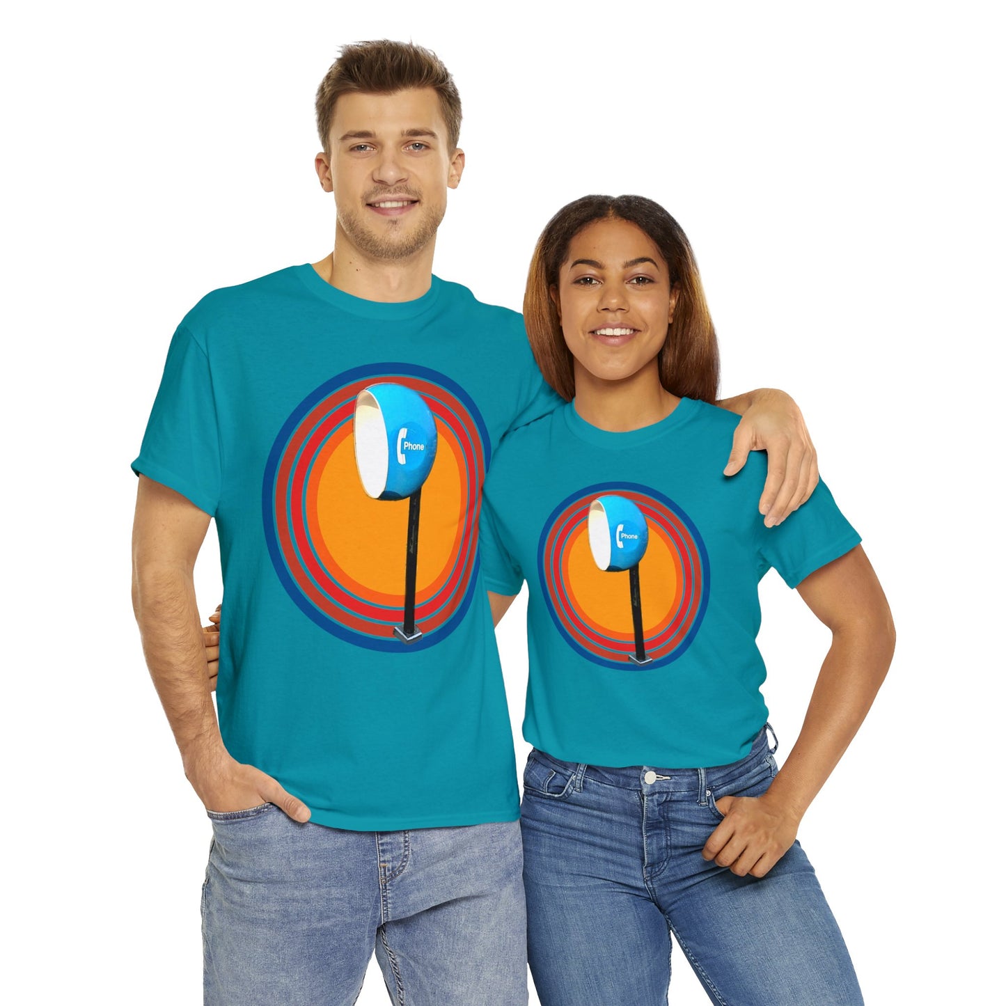 Vintage Egg Shaped Phone Booth, Retro Phone Booth Heavy Cotton Tee