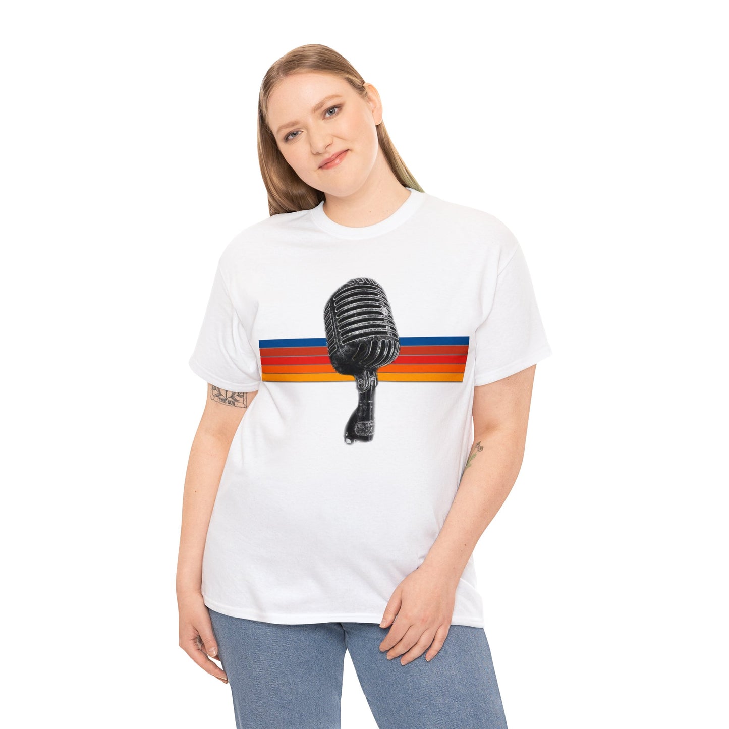 Vintage Retro Microphone, Shure 55s, Rock and Roll Microphone, Live Streamer Heavy Cotton Tee