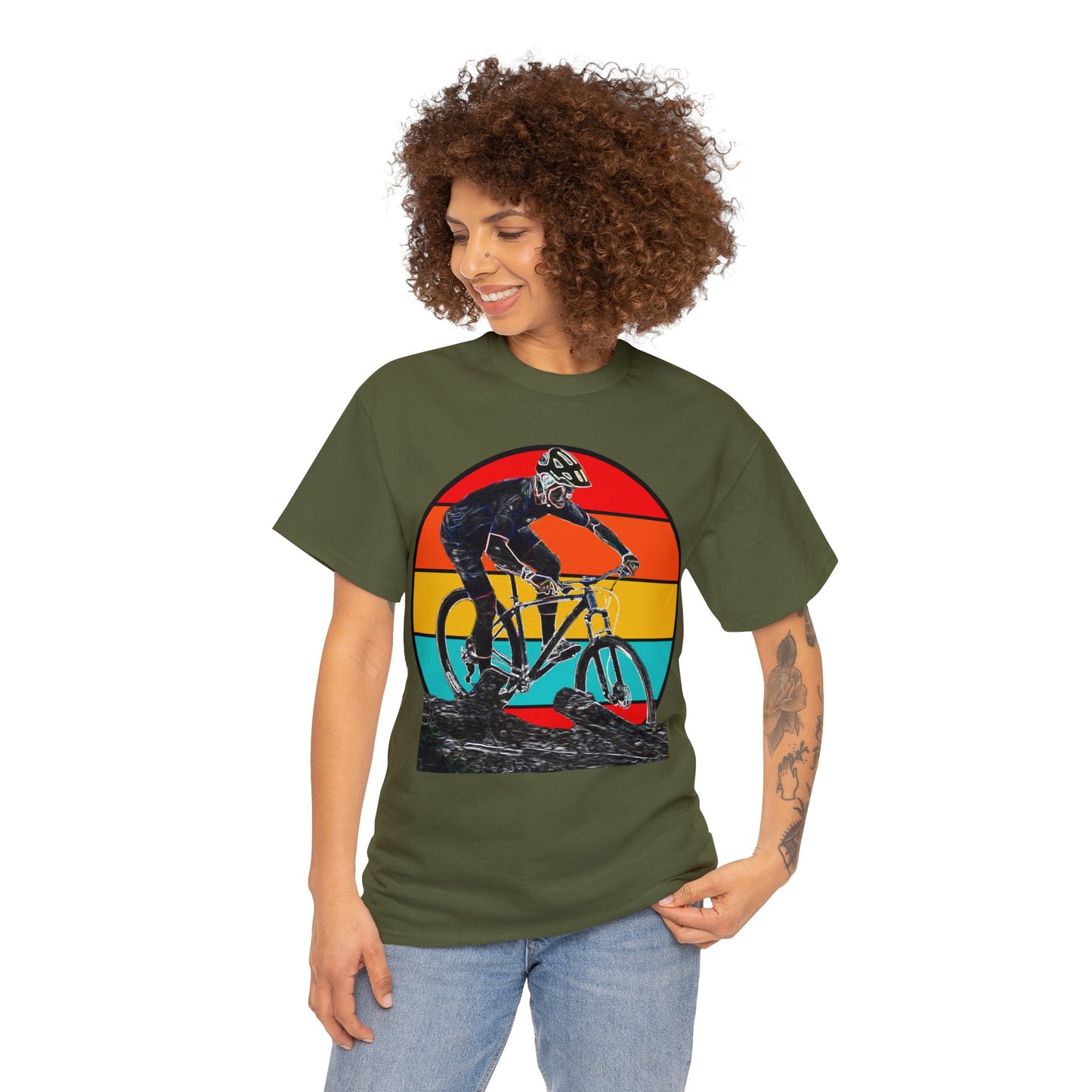Mountain Bike, Mountain Biker, Hard Tail Mountain Bike Heavy Cotton Tee