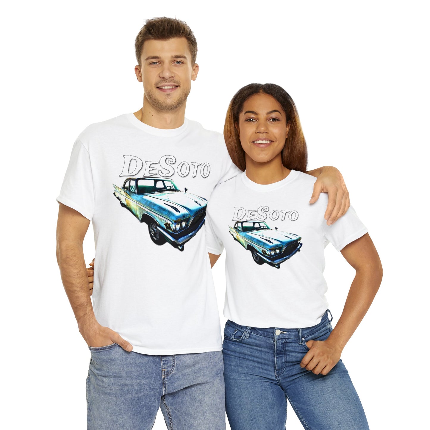 Vintage Desoto American Car, Vintage Antique Automobile Heavy Cotton Tee