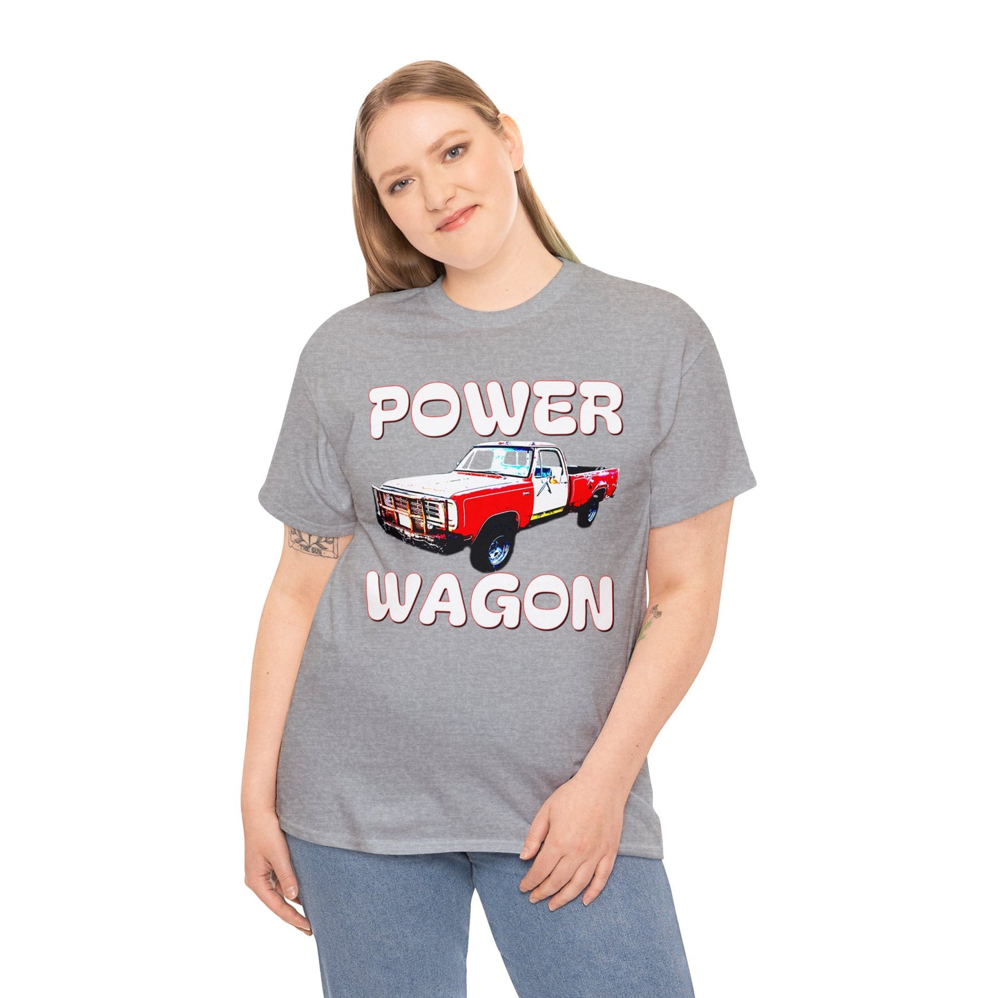 Power Wagon Pickup Truck, Vintage Pick Up Truck, Retro Truck Heavy Cotton Tee