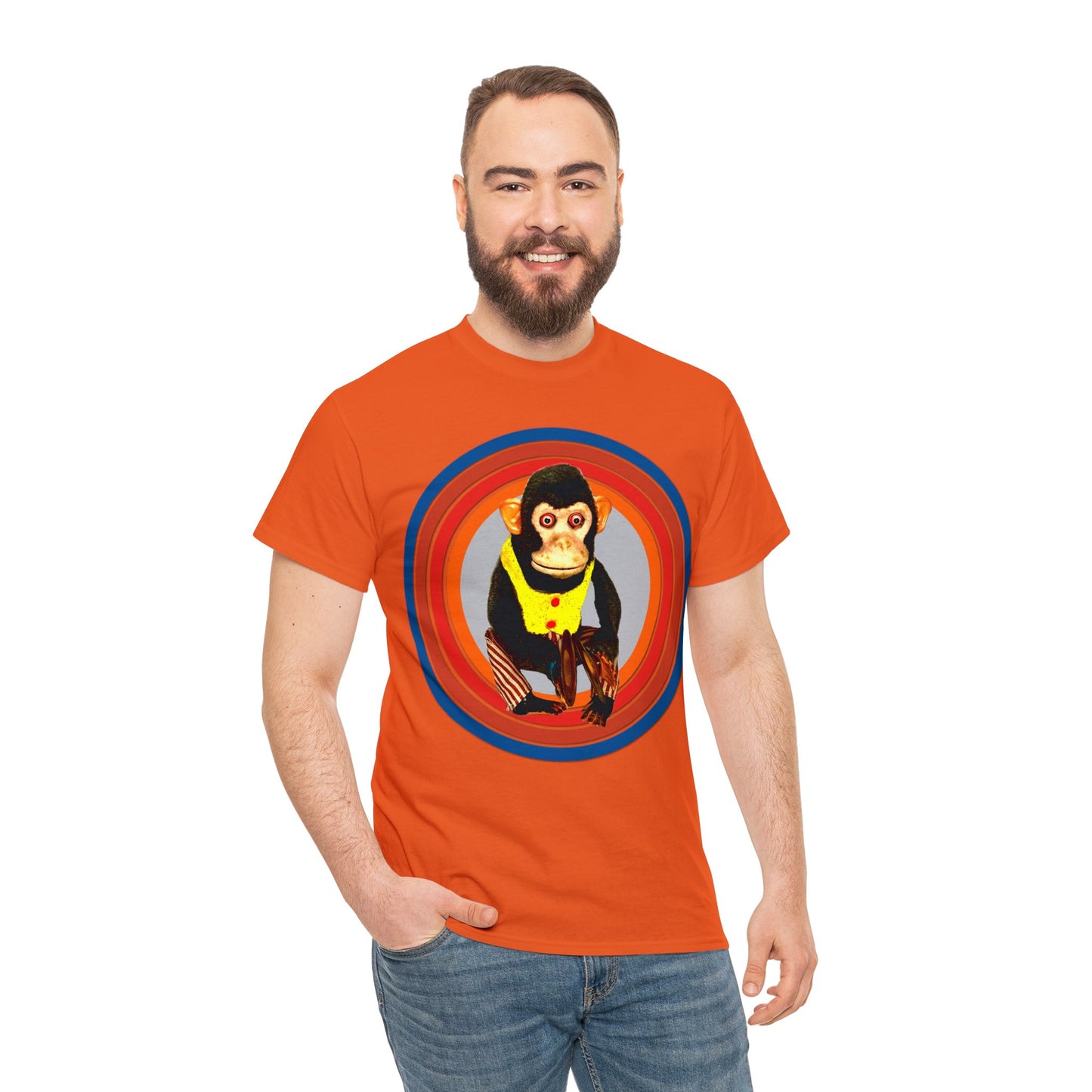 Cymbal Chimp Toy, Jolly Monkey With Cymbals Vintage Retro Heavy Cotton Tee