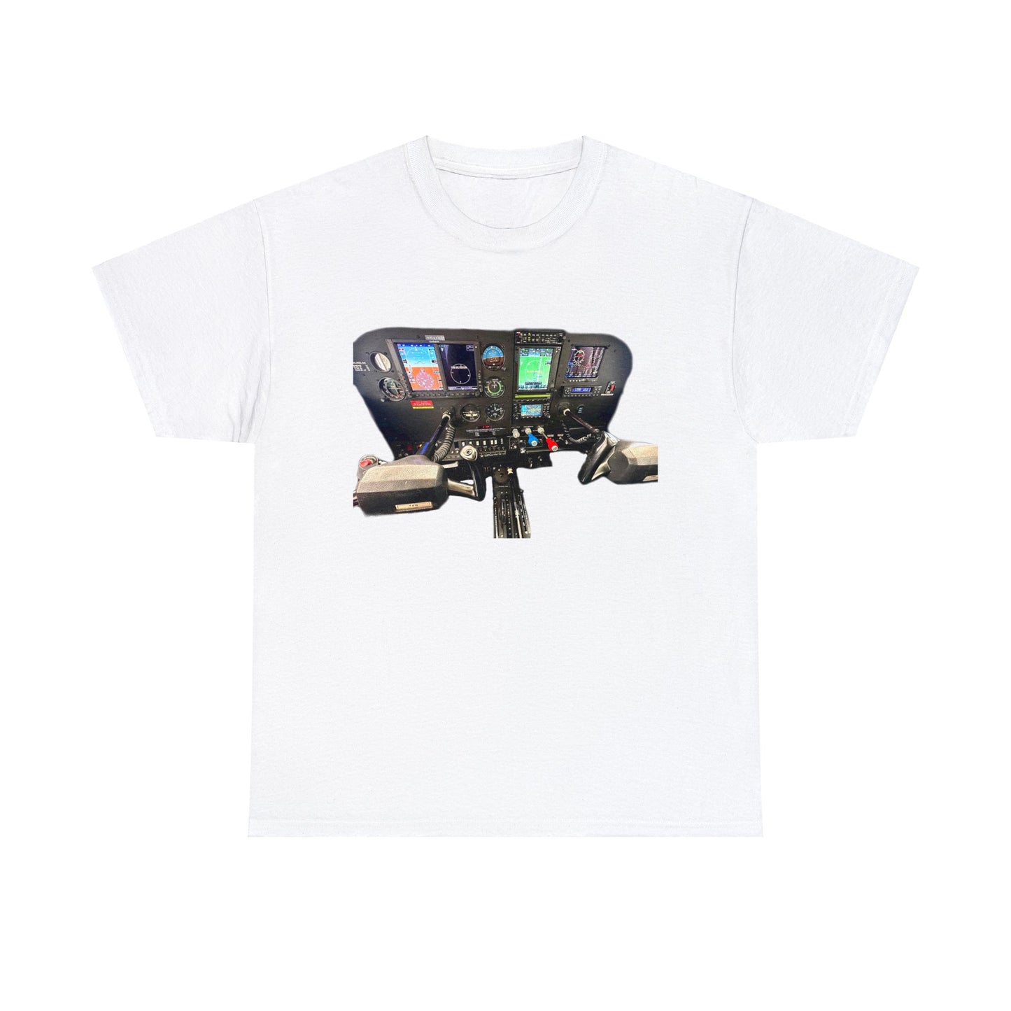 Airplane Cockpit, Private Plane Cock Pit, Plane Instruments Heavy Cotton Tee