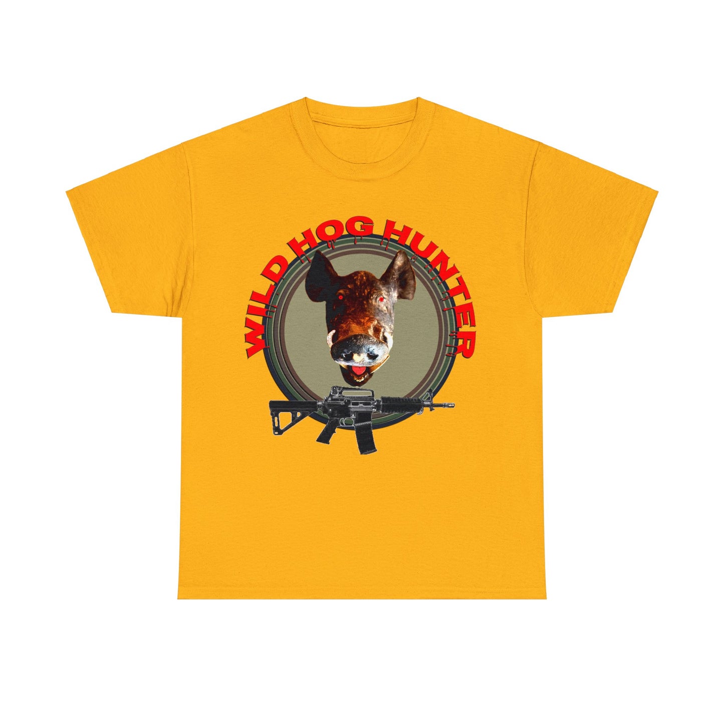 Wild Hog Hunter, Wild Hog, Hog Wild, Hog Boar Hunting Heavy Cotton Tee
