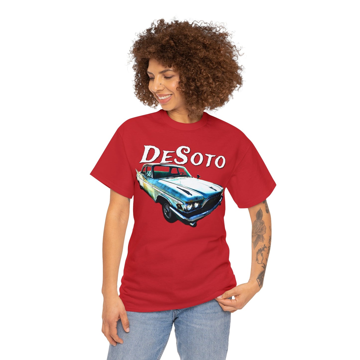 Vintage Desoto American Car, Vintage Antique Automobile Heavy Cotton Tee