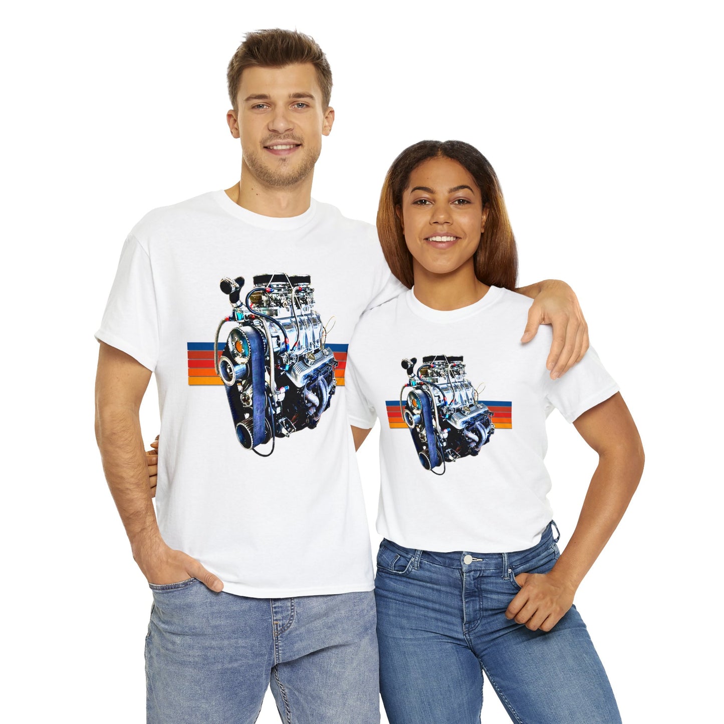350 Small Block Engine, American Muscle Car Engine Heavy Cotton Tee