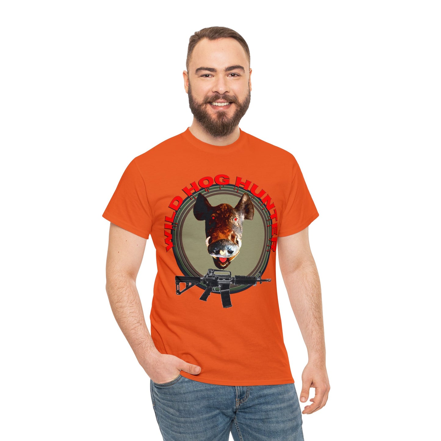 Wild Hog Hunter, Wild Hog, Hog Wild, Hog Boar Hunting Heavy Cotton Tee