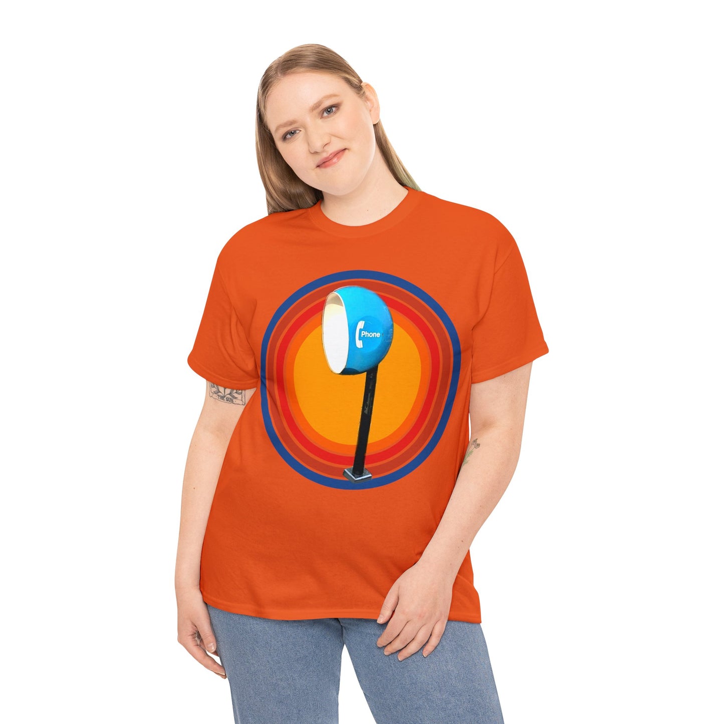 Vintage Egg Shaped Phone Booth, Retro Phone Booth Heavy Cotton Tee