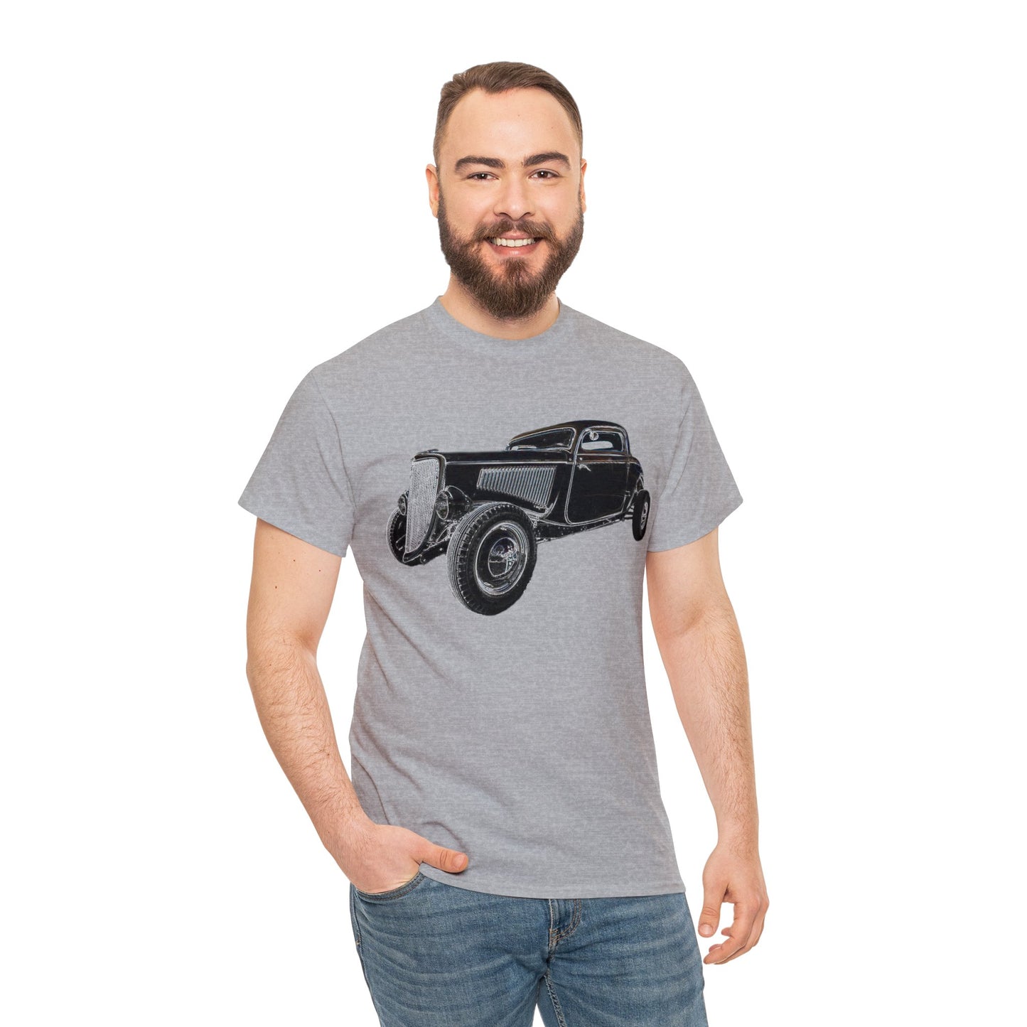 Hot Rod, Retro Rat Rod Car, Antique Automobile, Vintage Car, Rockabilly Heavy Cotton Tee