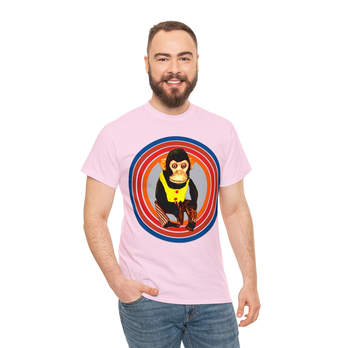 Cymbal Chimp Toy, Jolly Monkey With Cymbals Vintage Retro Heavy Cotton Tee