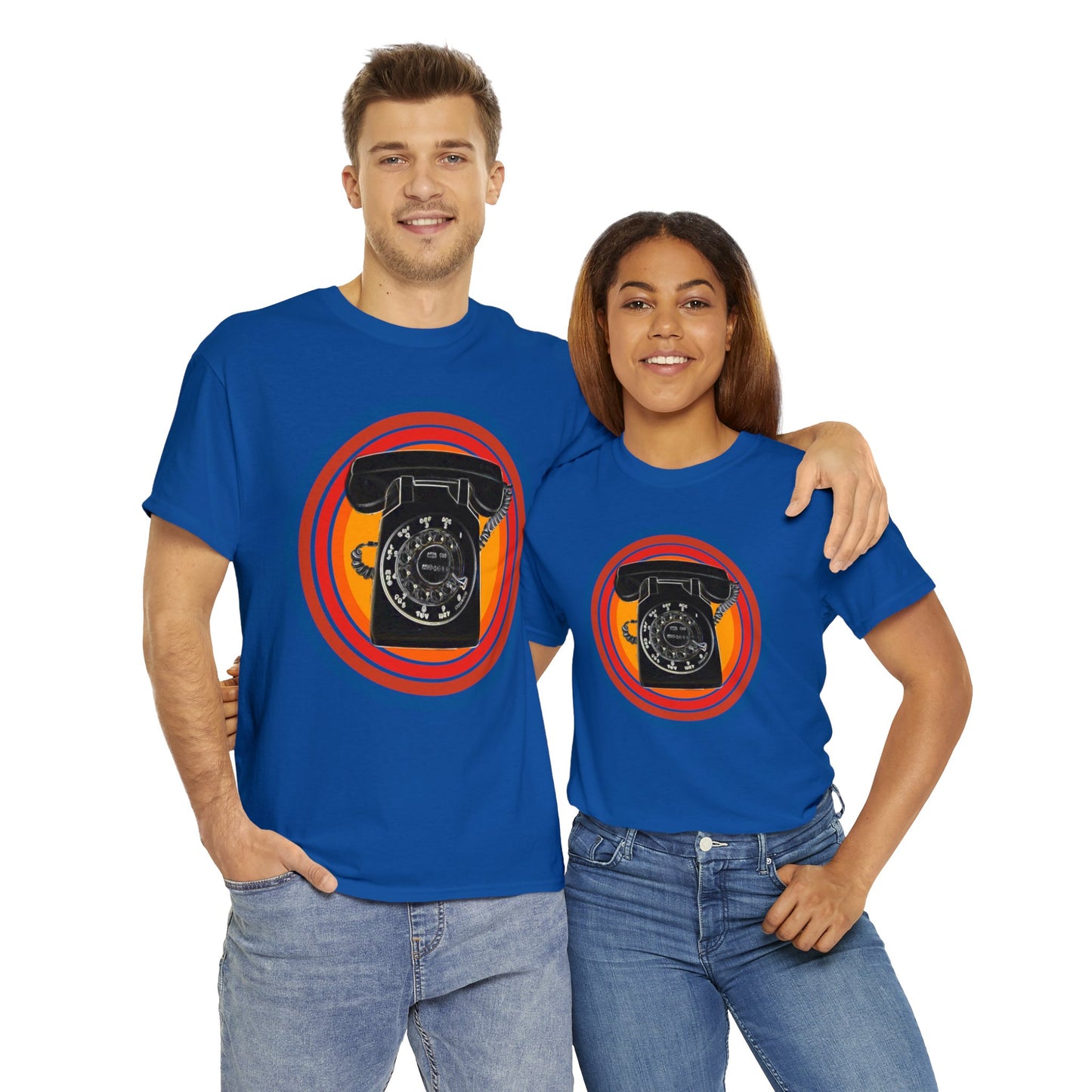 Vintage Retro Rotary Antique Telephone Phone Heavy Cotton Tee