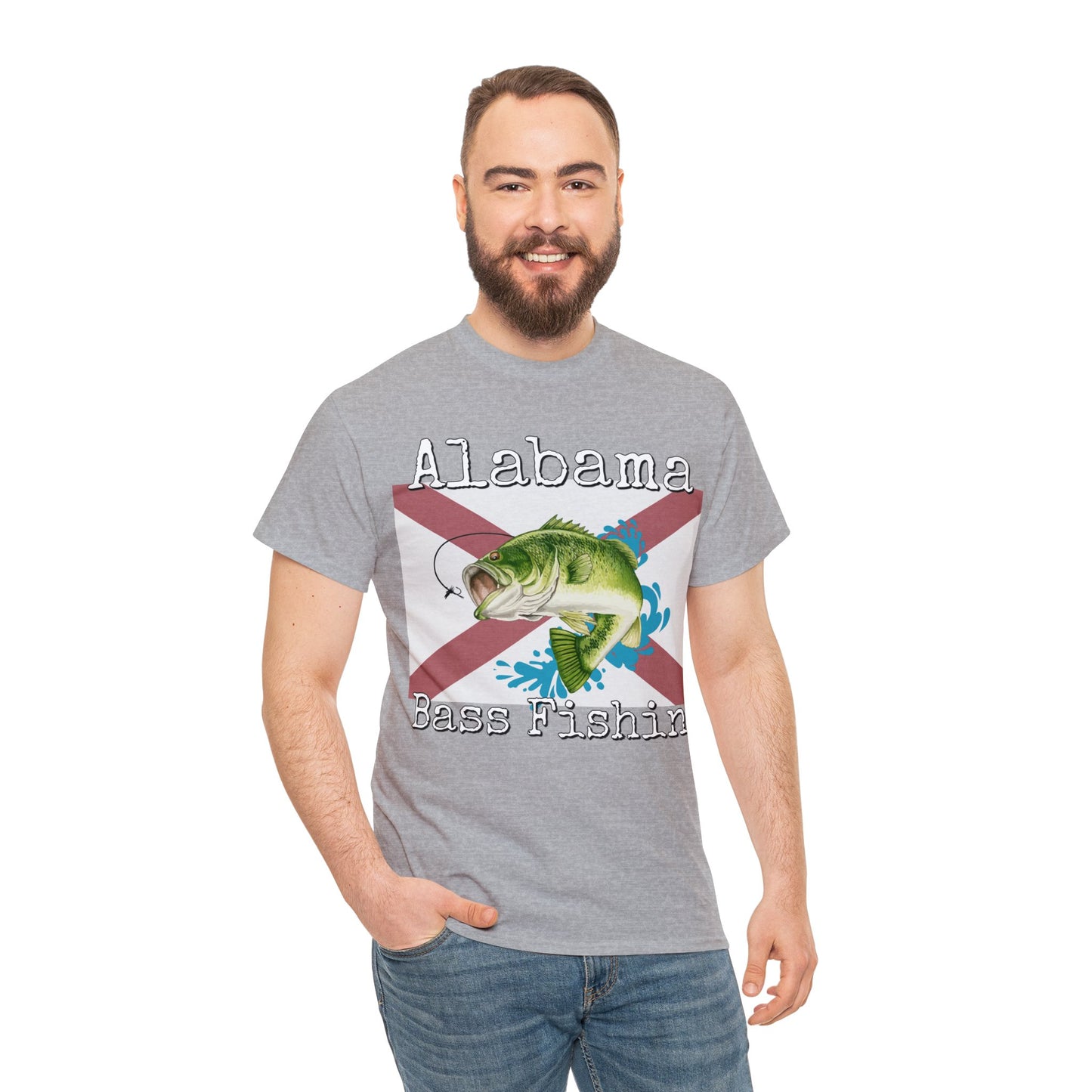 Vintage Retro Alabama Bass Fishing Heavy Cotton Tee