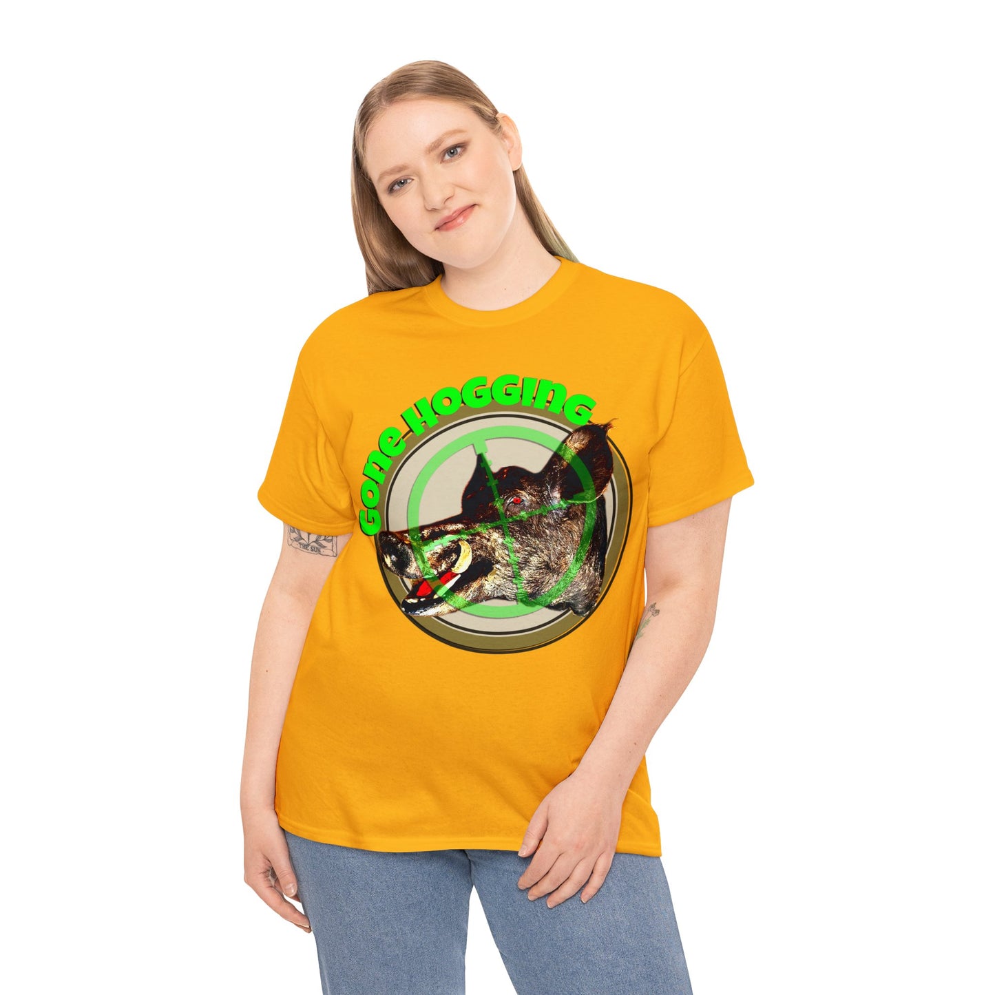 Wild Hog Hunter, Wild Hog, Hog Wild, Hog Boar Hunting Heavy Cotton Tee