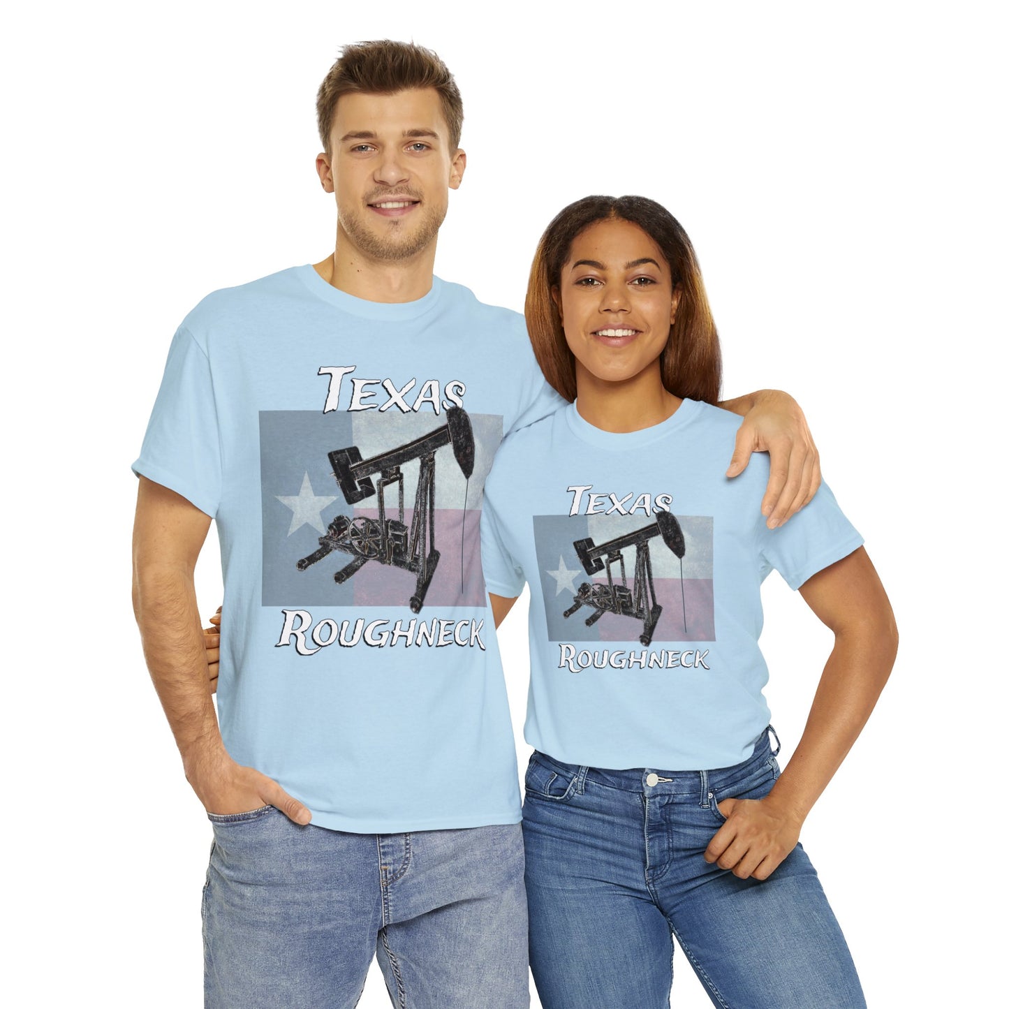 Texas Oil Worker, Rough Neck, Pump Jack Heavy Cotton Tee