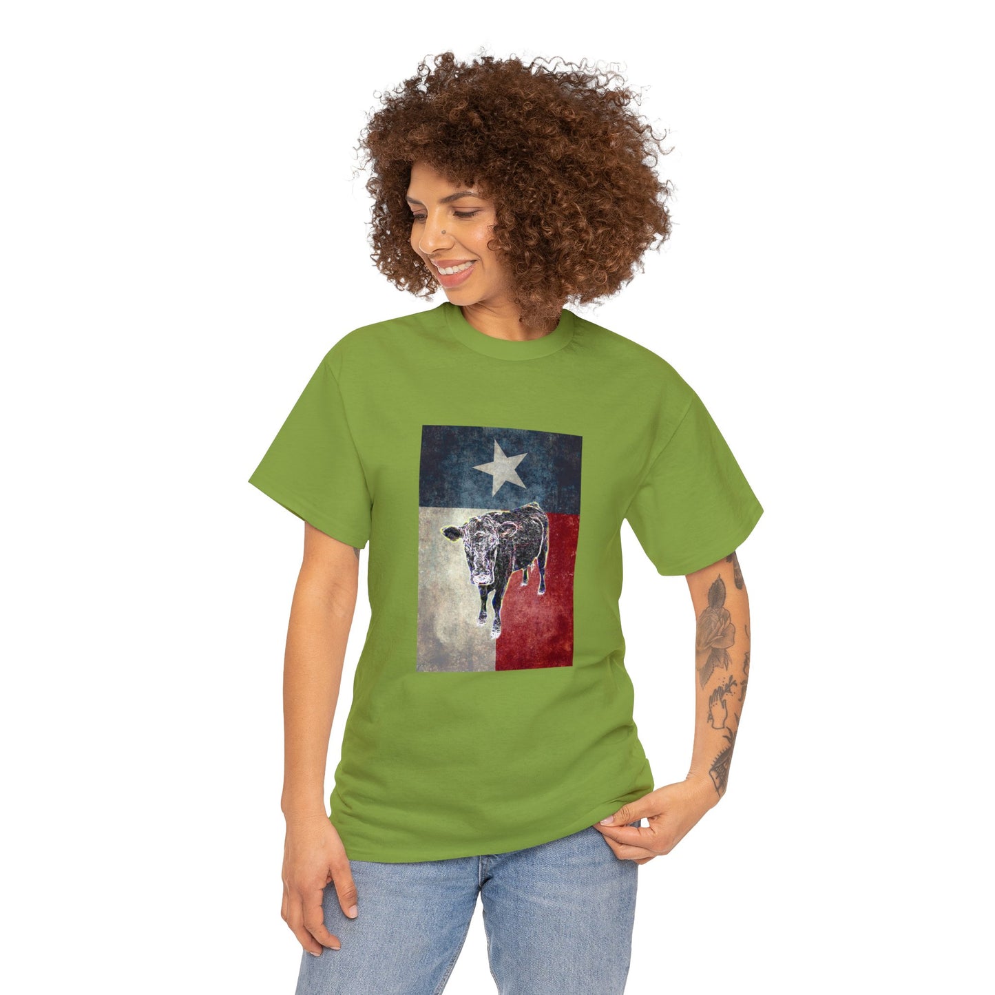 Vintage Retro Cow on the Farm Heavy Cotton Tee