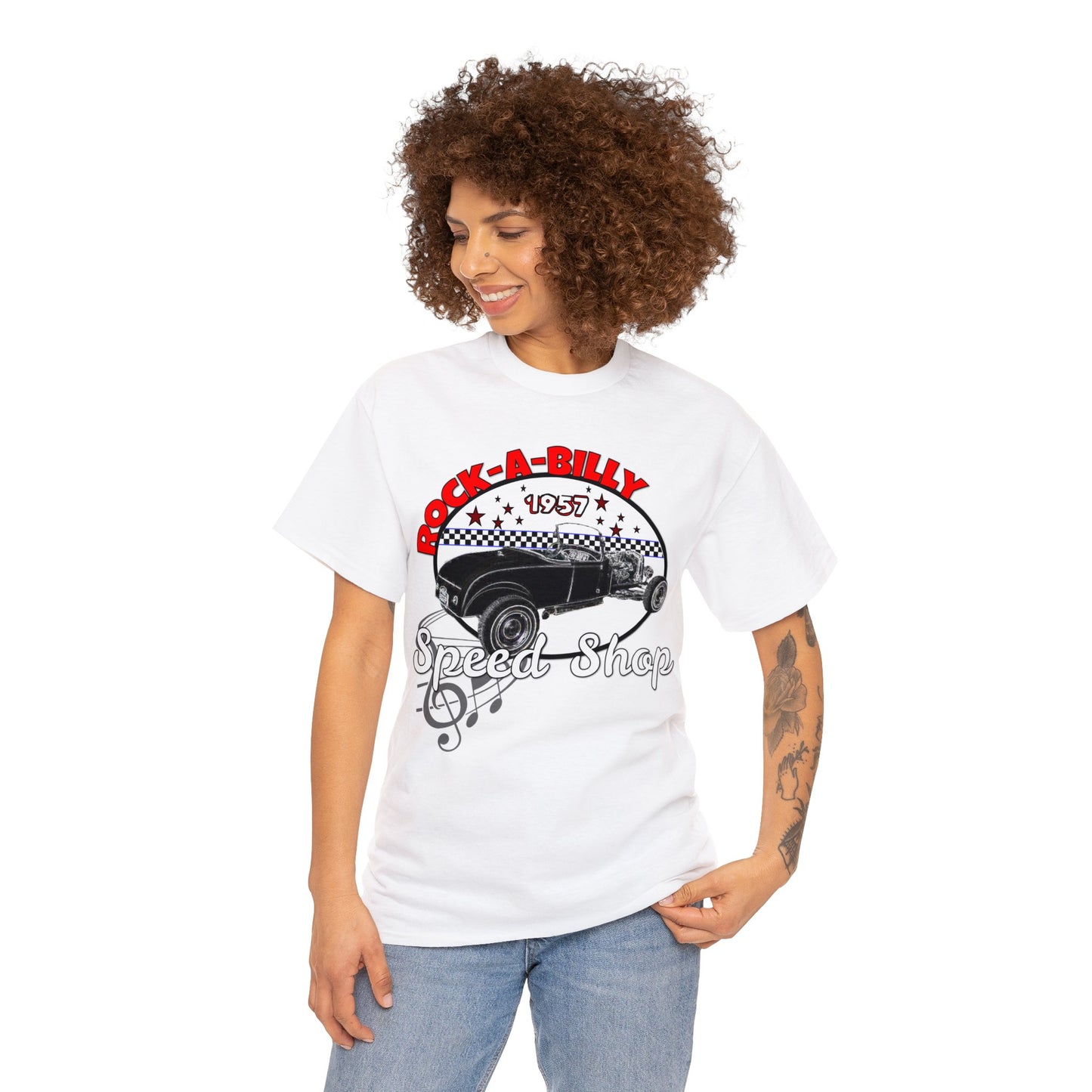 Rockabilly Model A Rat Rod Speed Shop 1957 Heavy Cotton Tee
