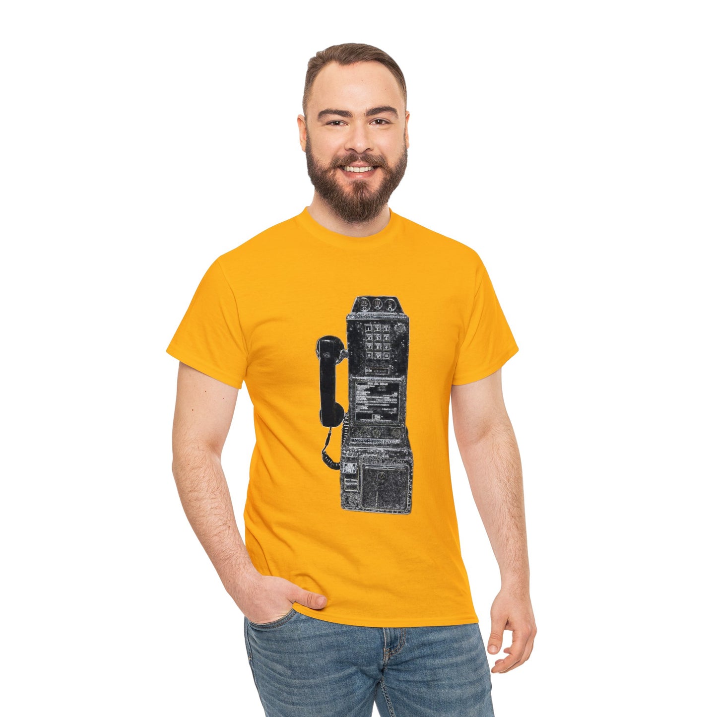 Vintage Retro Pay Phone Antique Telephone Phone Heavy Cotton Tee