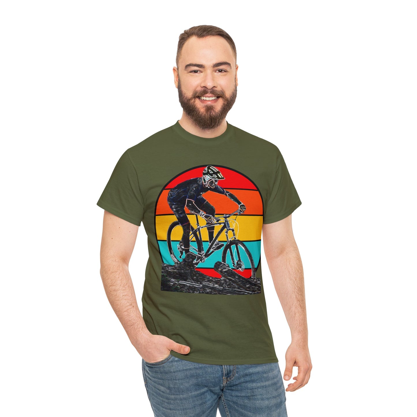 Mountain Bike, Mountain Biker, Hard Tail Mountain Bike Heavy Cotton Tee
