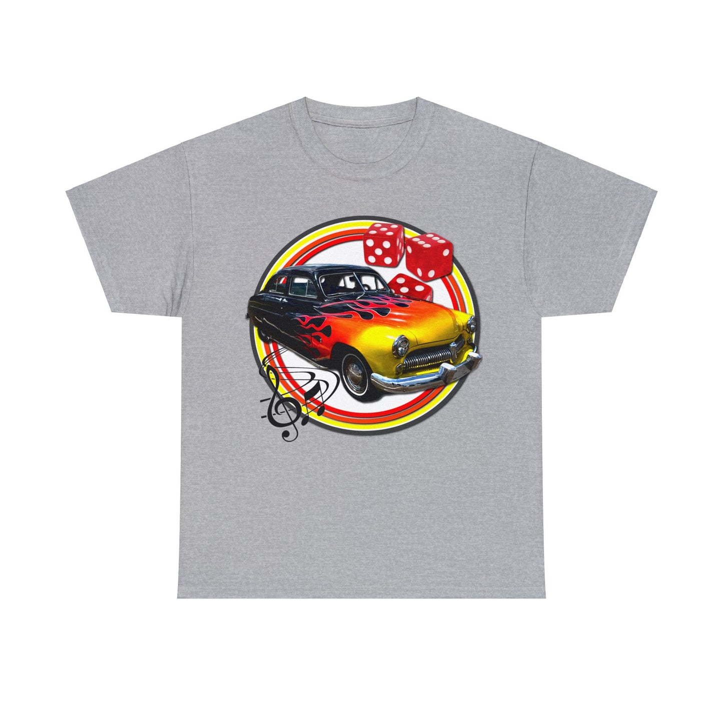 Mercury Eight 1949 Rockabilly Flame Hot Rod Car Heavy Cotton Tee