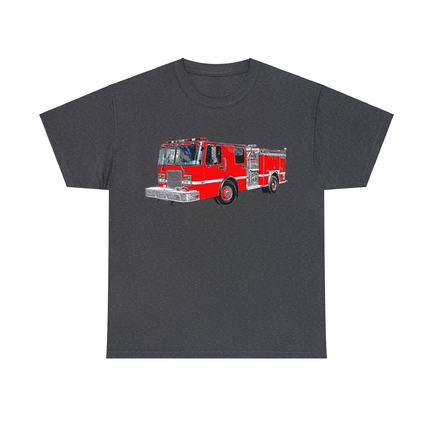 Fire Department, Fire Truck, Fire Department, Red Fire TruckHeavy Cotton Tee