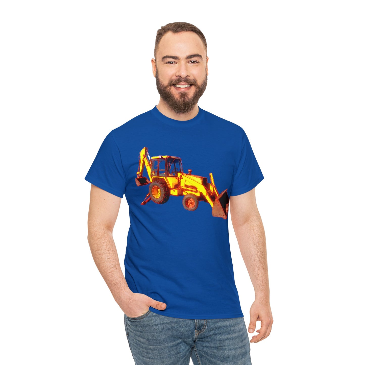 Back Hoe, Tractor, Bulldozer, Excavator, Construction, Under Construction Heavy Cotton Tee