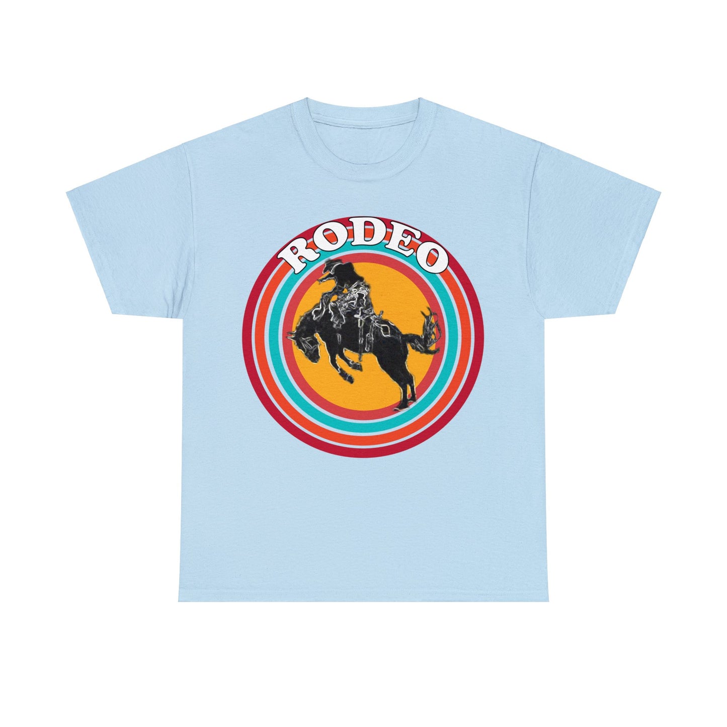 Rodeo, Bronco Rider, Bronc Buster, Cowboy Rider, Horse Rider, Wild Horse Heavy Cotton Tee