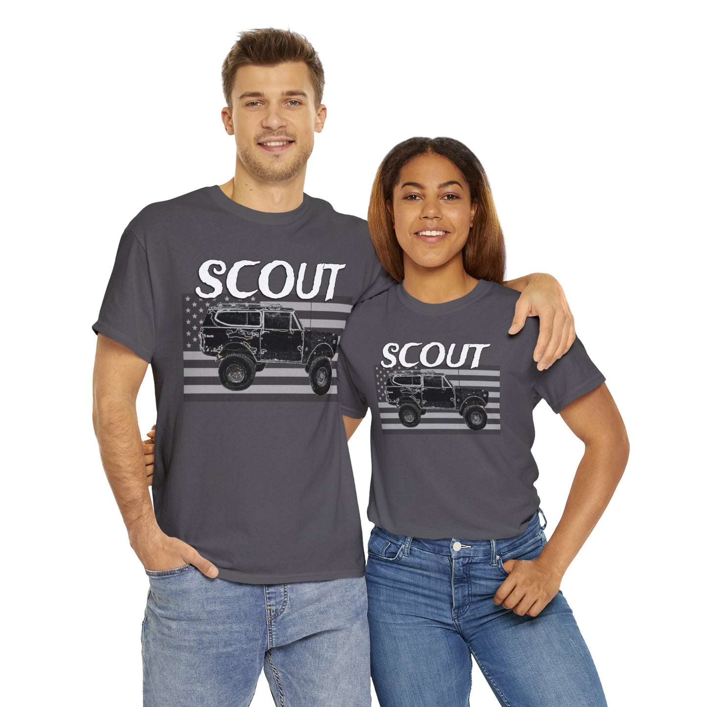 Scout Truck, 4x4 Truck, Vintage Off Road Truck, Retro 4 Wheel Drive Truck Heavy Cotton Tee