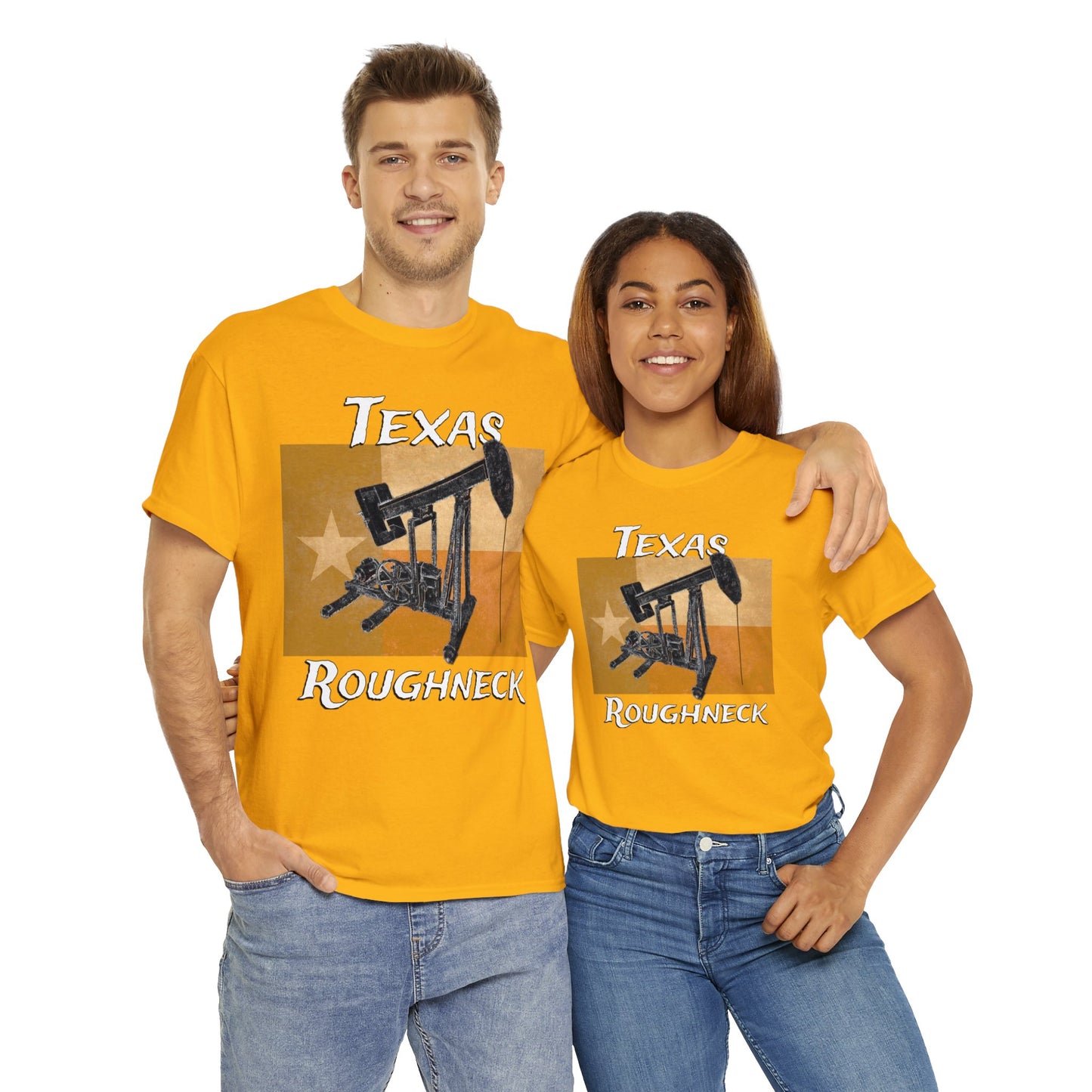 Texas Oil Worker, Rough Neck, Pump Jack Heavy Cotton Tee