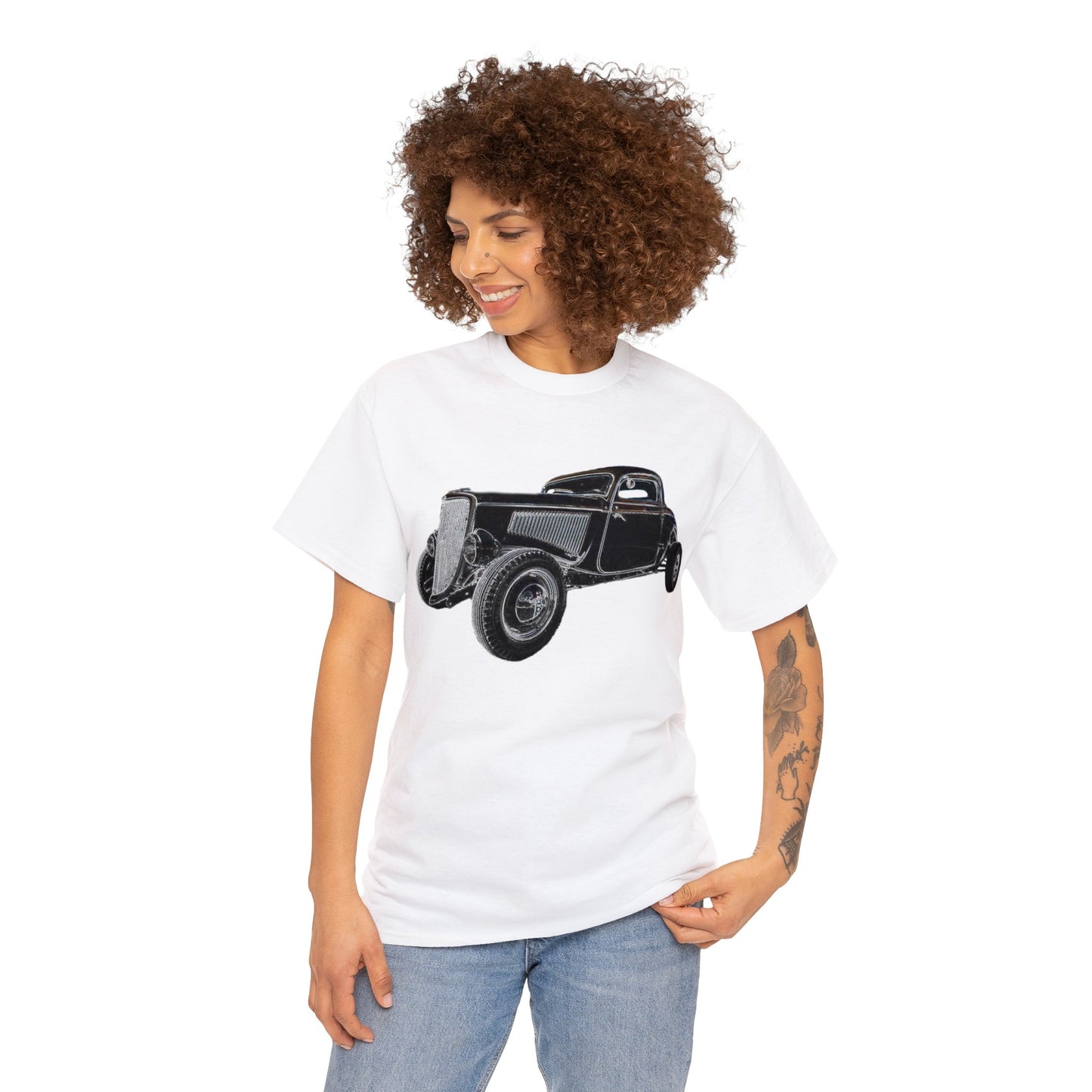 Hot Rod, Retro Rat Rod Car, Antique Automobile, Vintage Car, Rockabilly Heavy Cotton Tee
